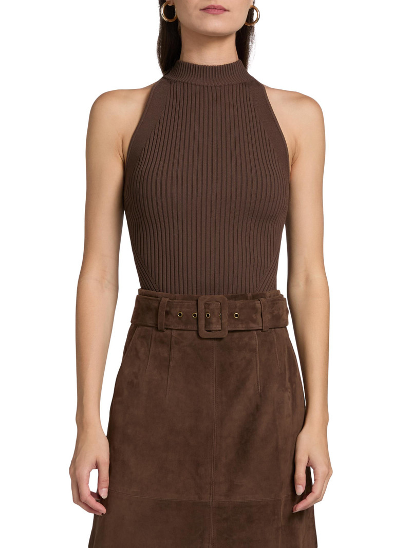 Women's Yuna Rib-Knit Sleeveless Top - Dark Umber 3