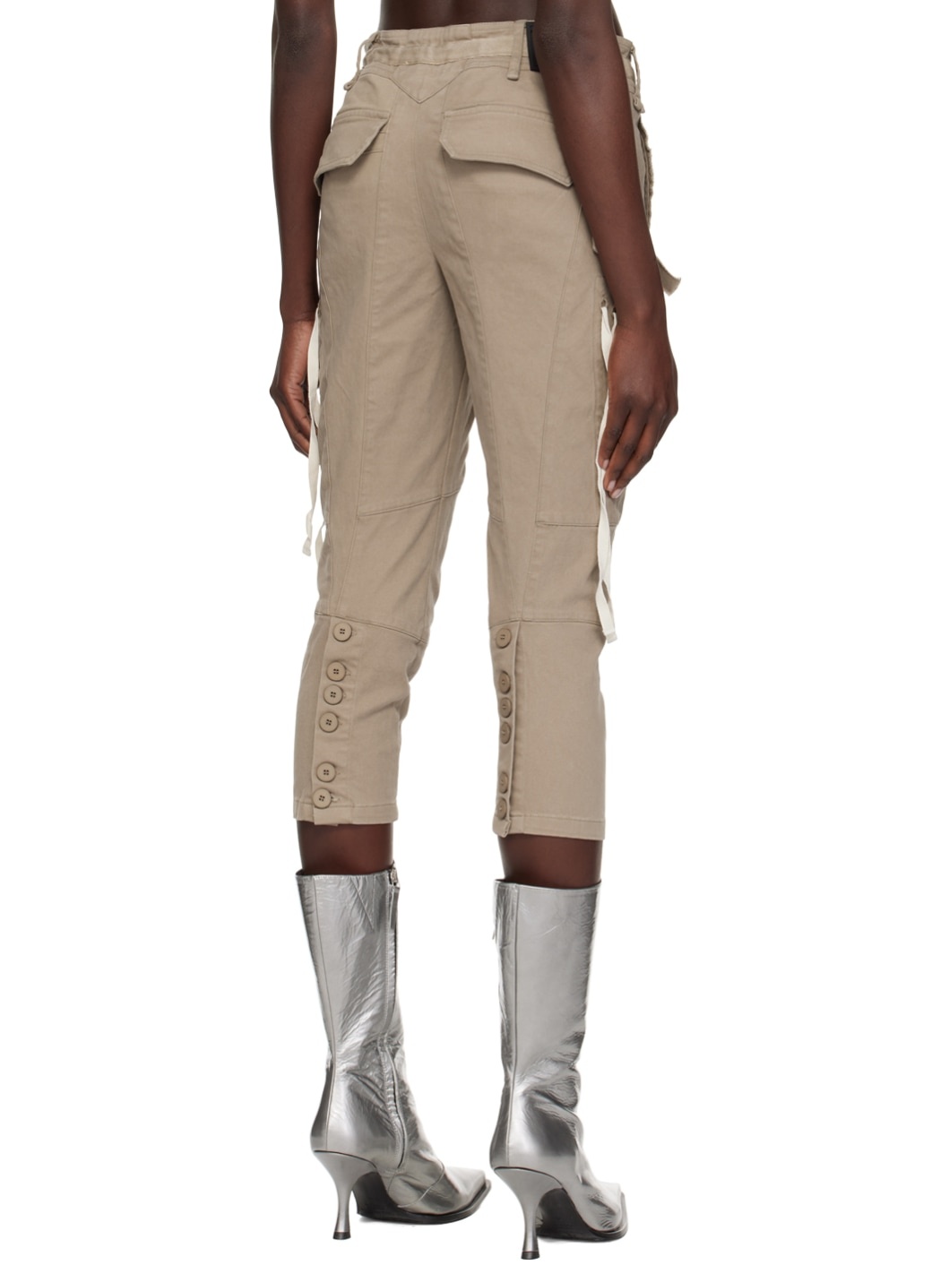 Taupe Cropped Trousers - 3