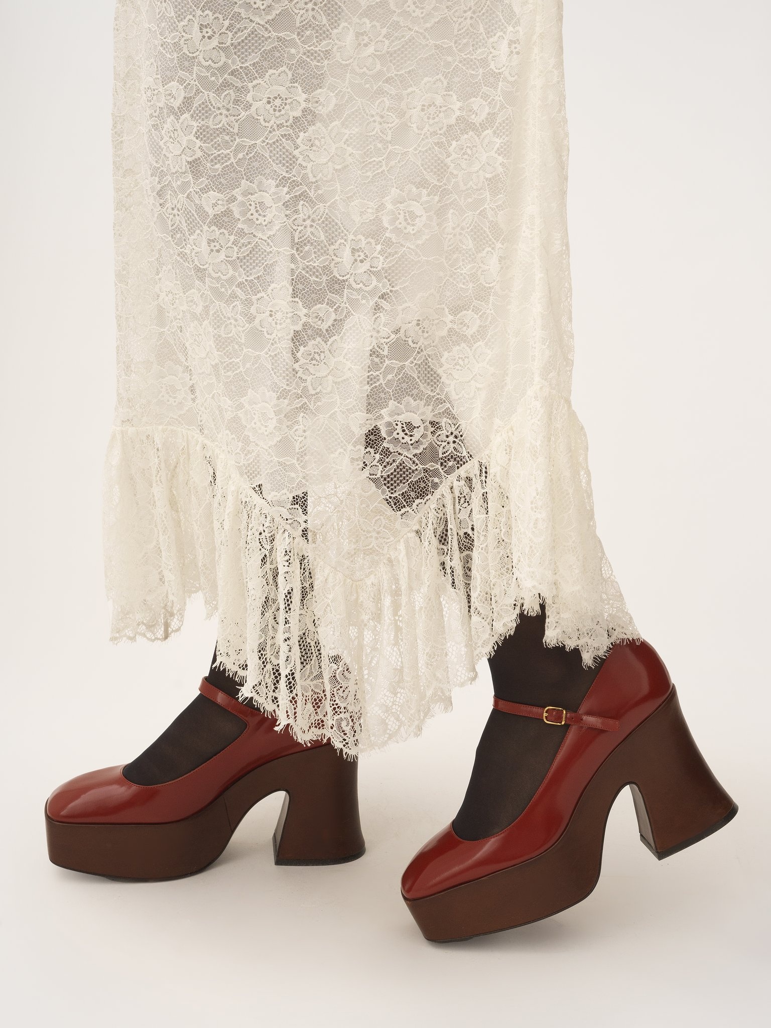RUFFLED MIDI SKIRT IN FLORAL LACE JACQUARD - 7
