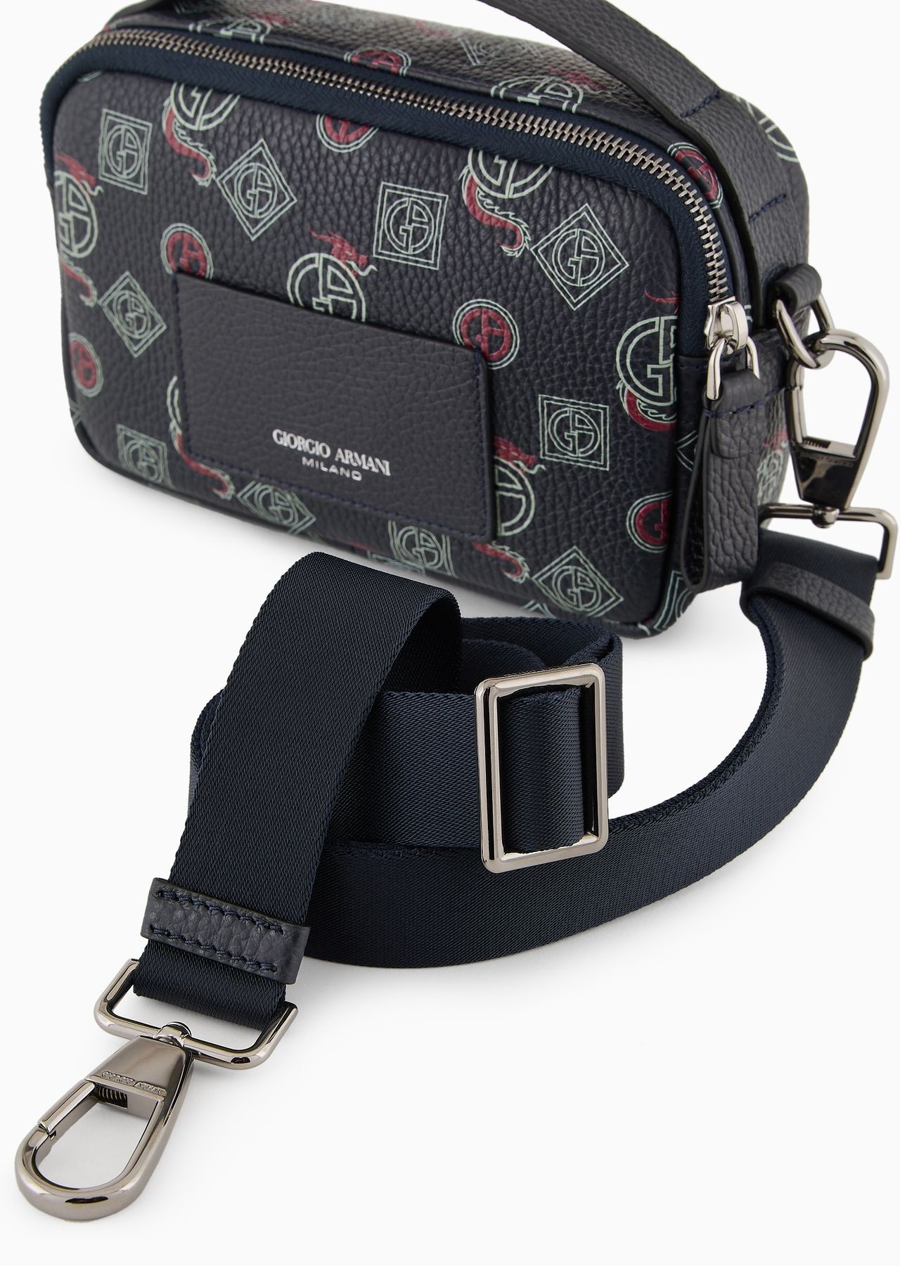 Mini leather crossbody bag with all-over monogram - 5