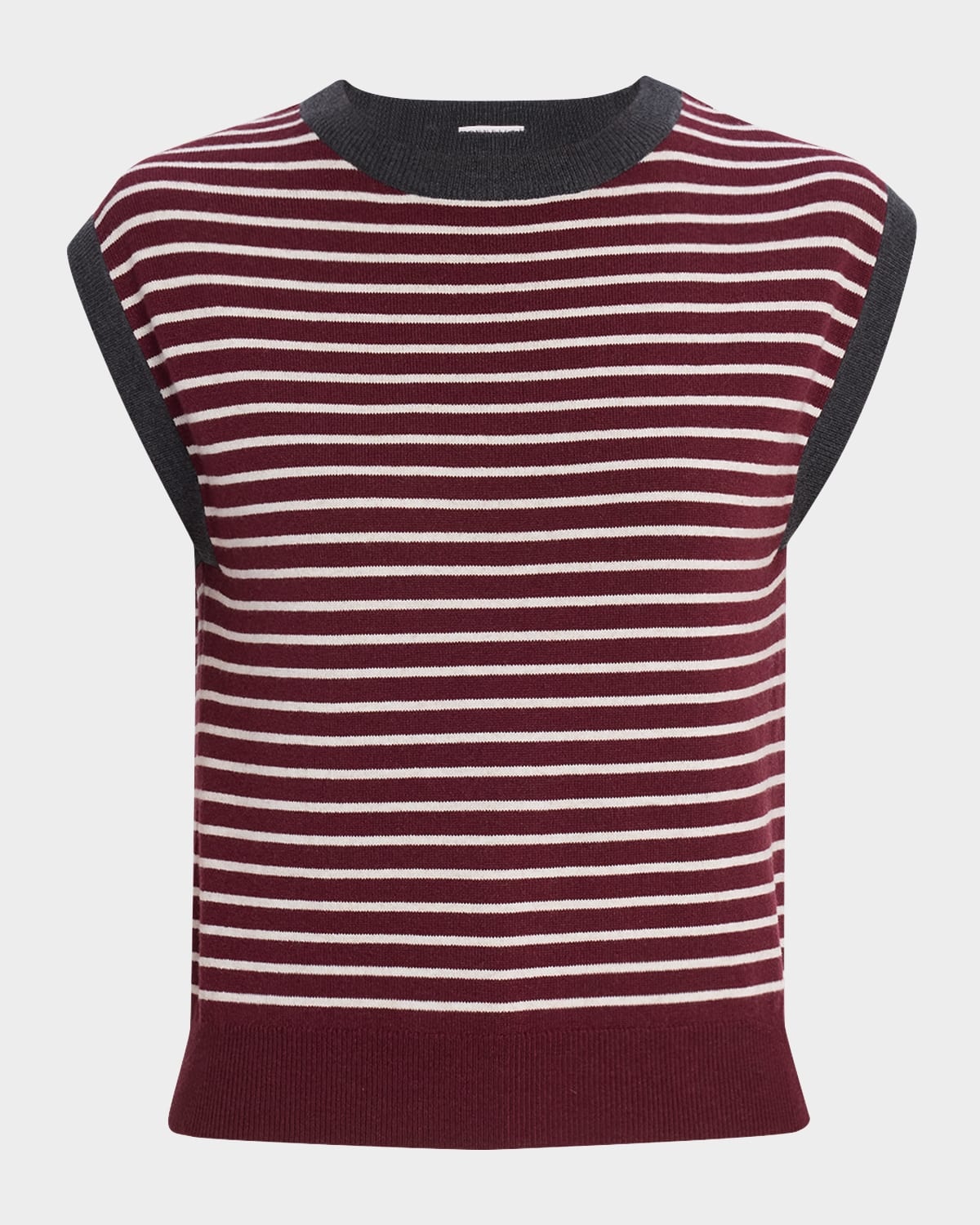 Striped Wool-Cashmere Knit Sleeveless Sweater - 1