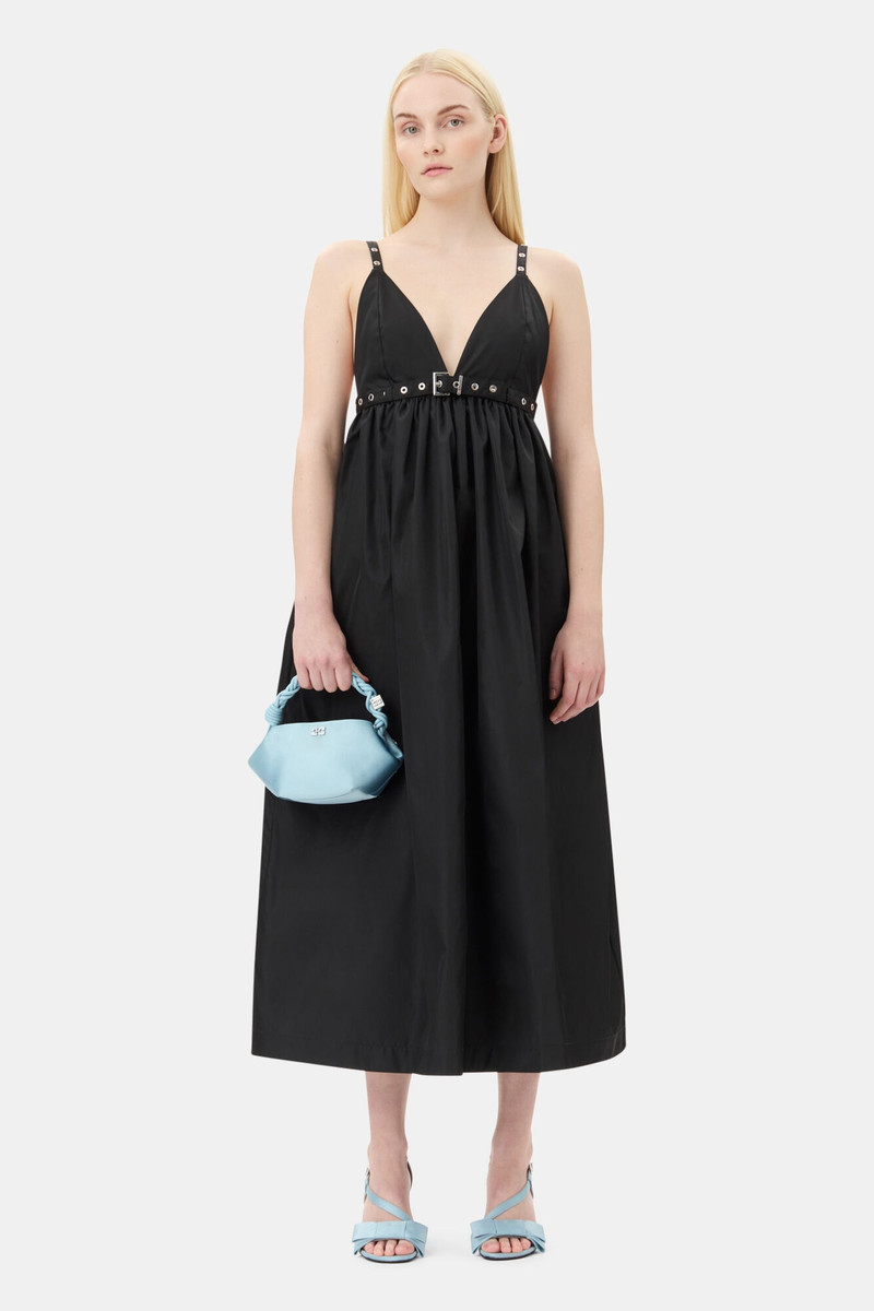 GANNI BLACK DUCHESSE NYLON STRAP DRESS outlook