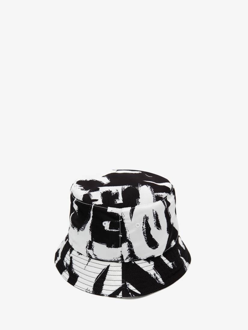 Women's McQueen Graffiti Bucket Hat in Black/ivory - 2