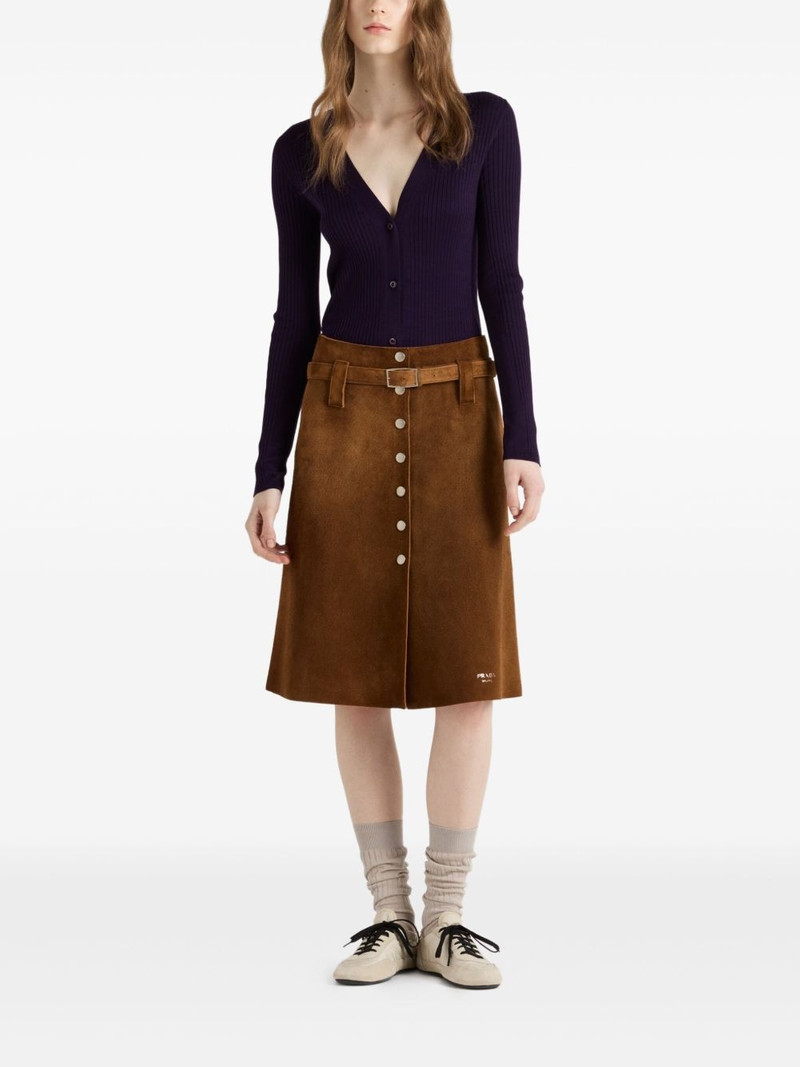 Prada button-front suede skirt outlook