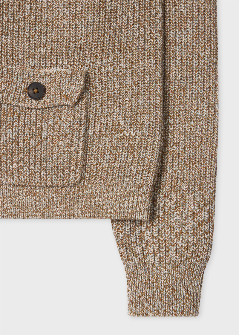 Paul Smith Women's Cream Marl Knit Shawl Cardigan outlook