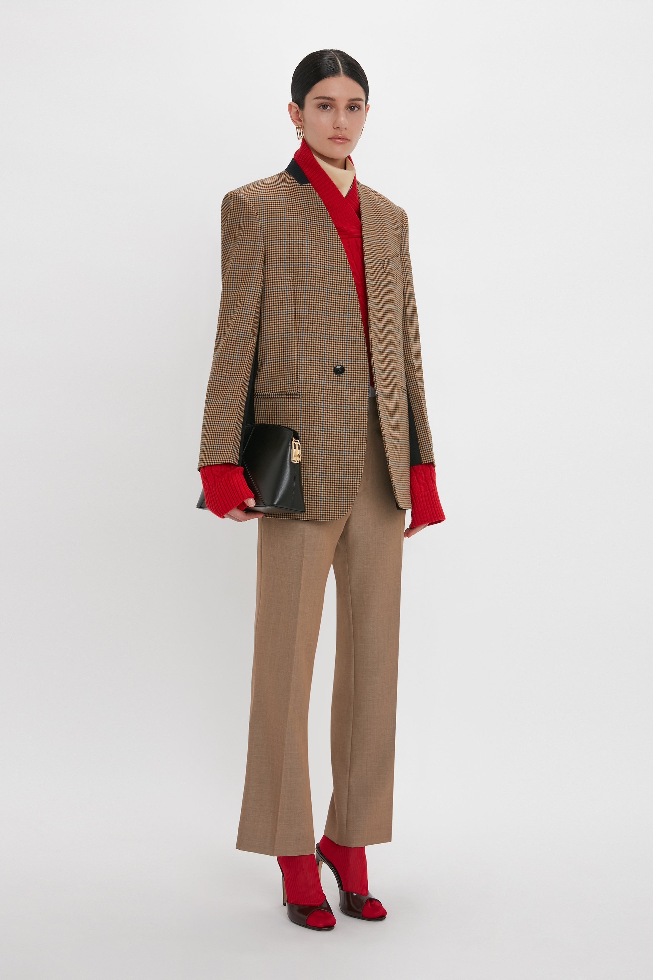 Pocket Detail Collarless Jacket In Tobacco - 1