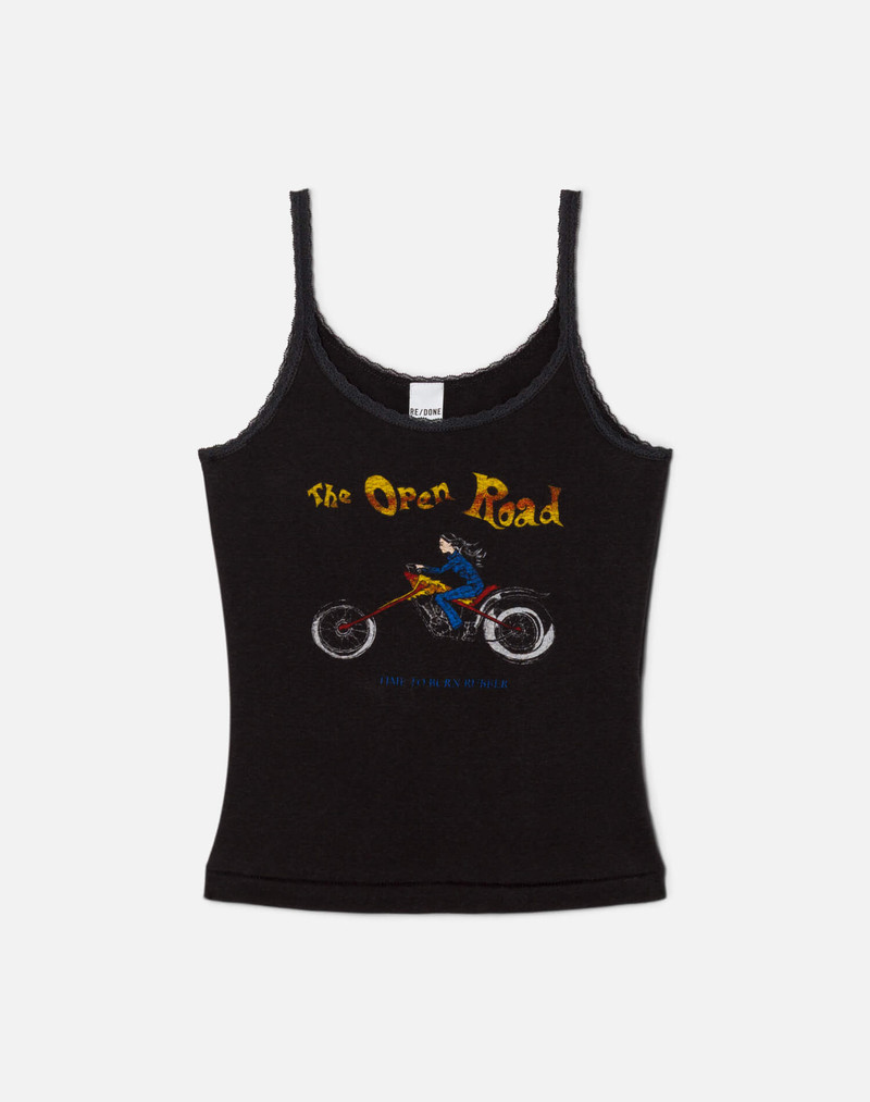 Lace Strap "Open Road" Tank - Washed Black 1