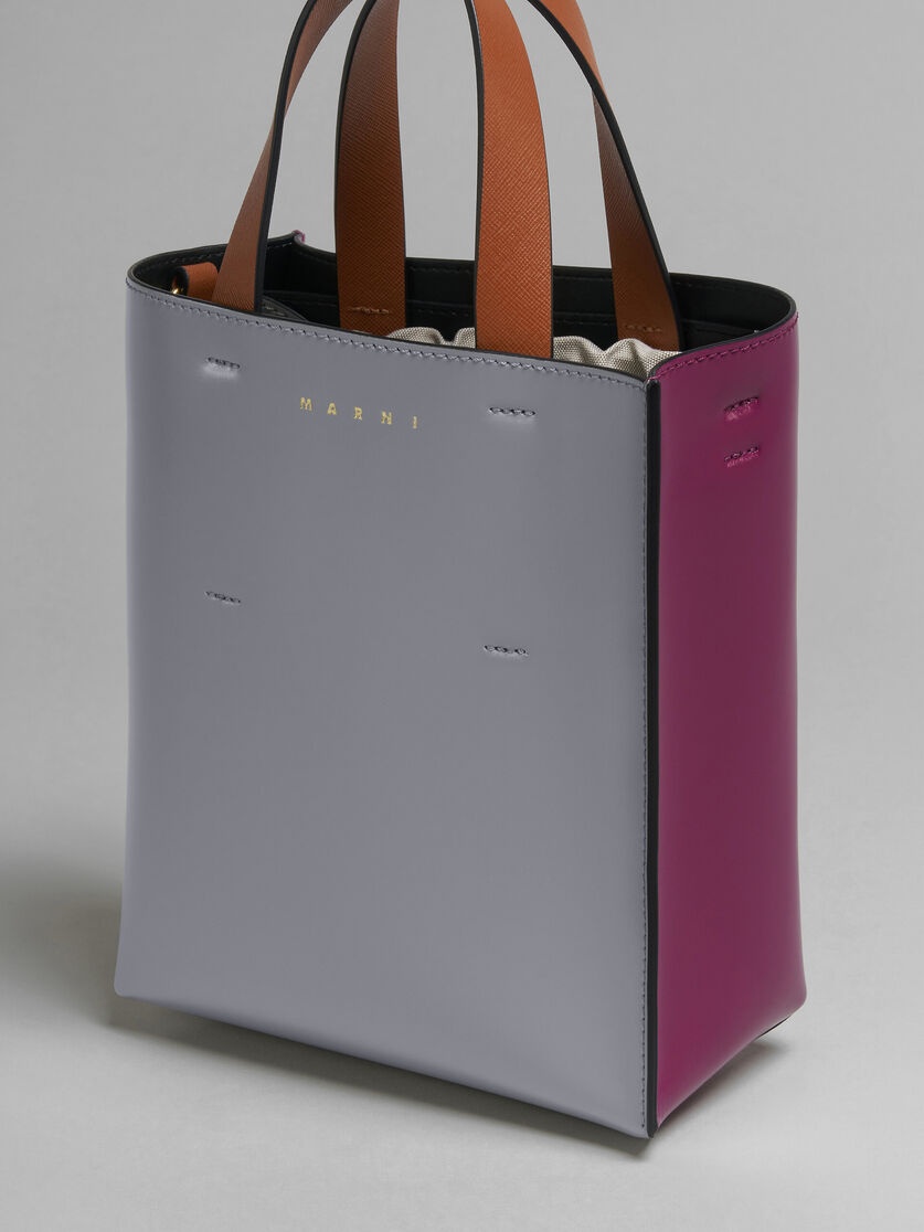 MUSEO MINI BAG IN GREY AND PURPLE LEATHER - 5