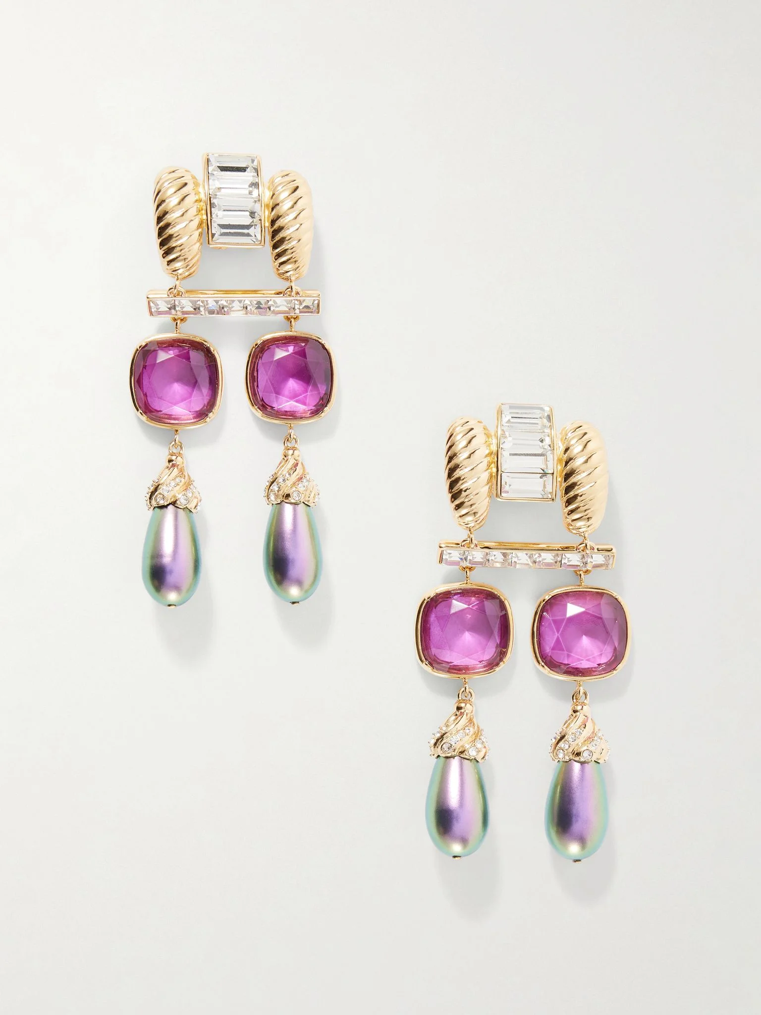Hypergoutte gold-tone, crystal and resin earrings Gold - 1