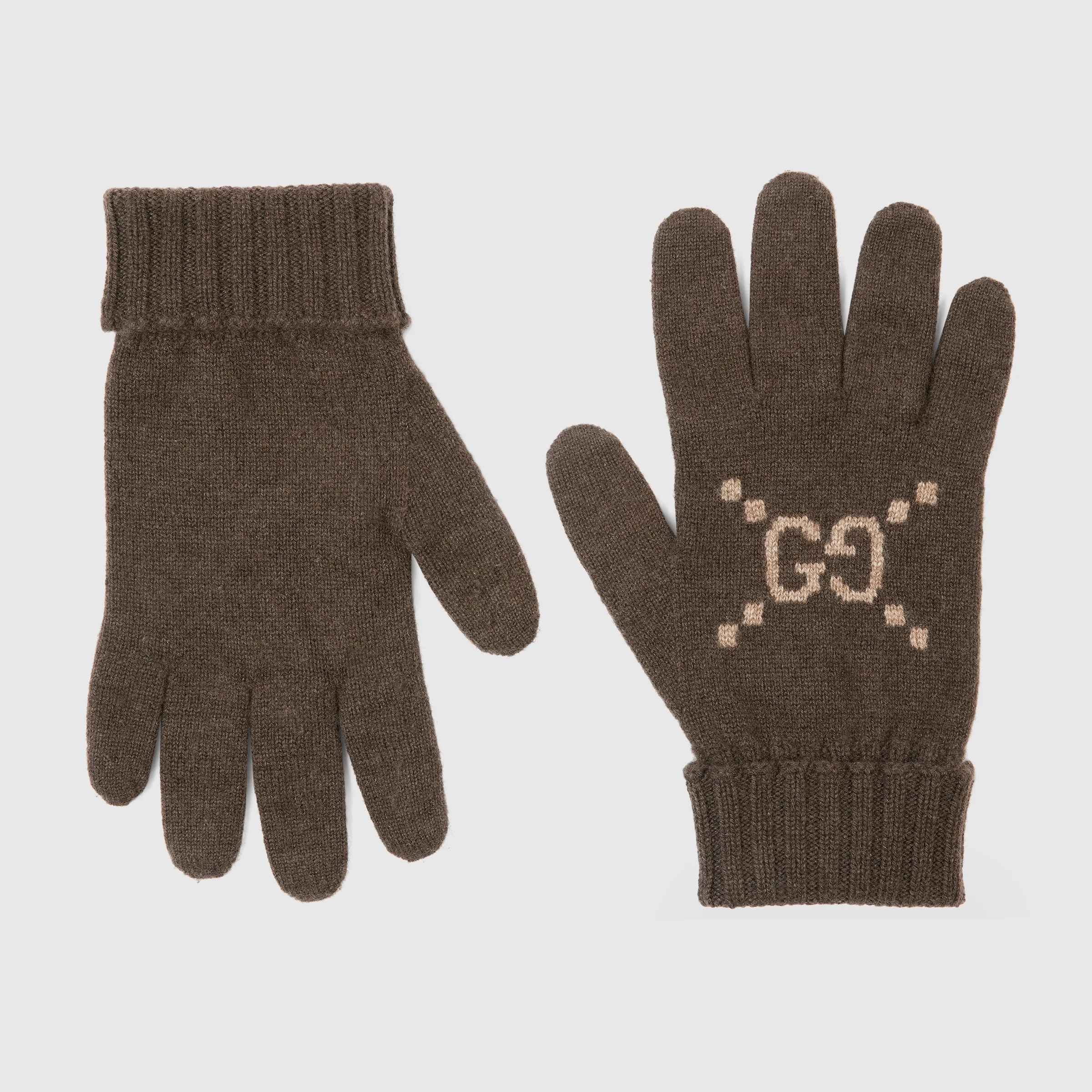 GG cashmere jacquard gloves - 1