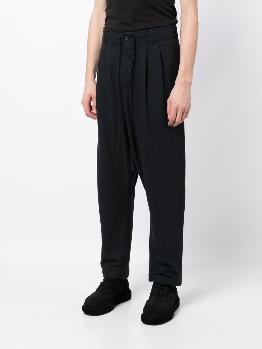pleated drop-crotch trousers - 3