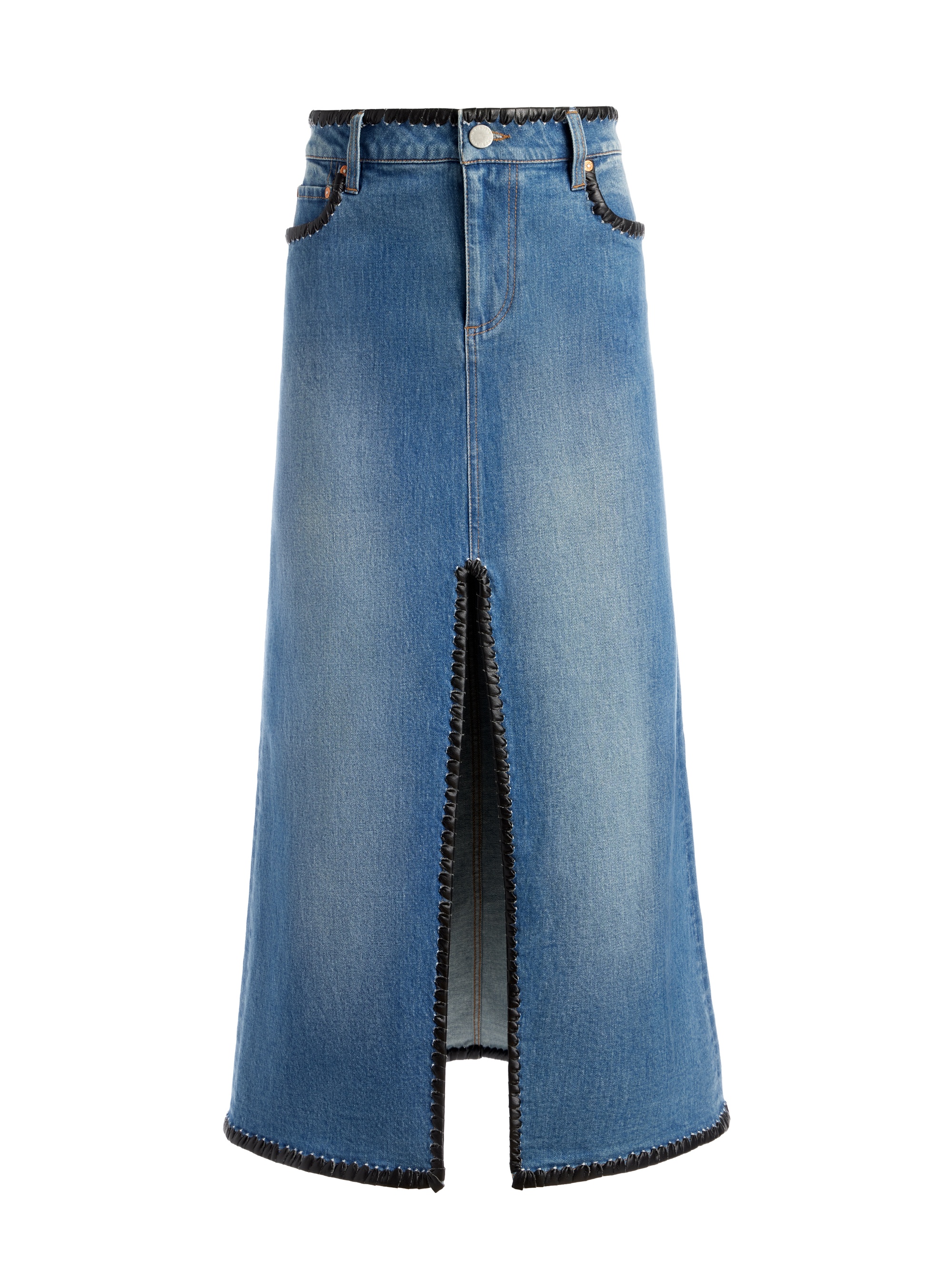 RYE DENIM MAXI SKIRT WITH VEGAN LEATHER - 1