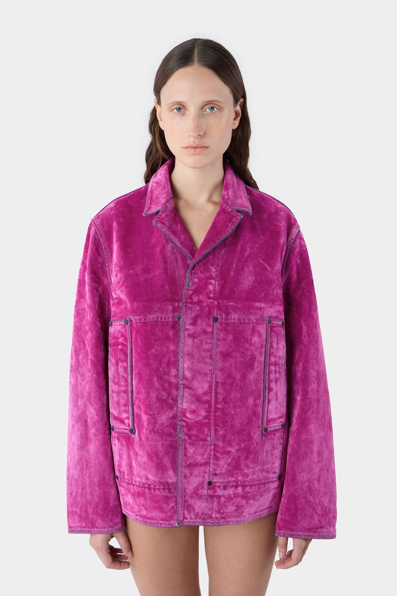 UTILITY BLAZER / flocked denim / fuchsia 3