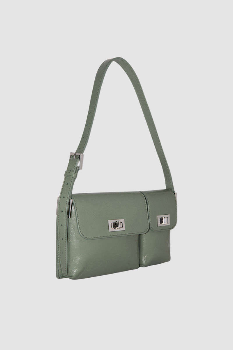 BY FAR Billy Moss Creased Leather Shoulder Bag outlook