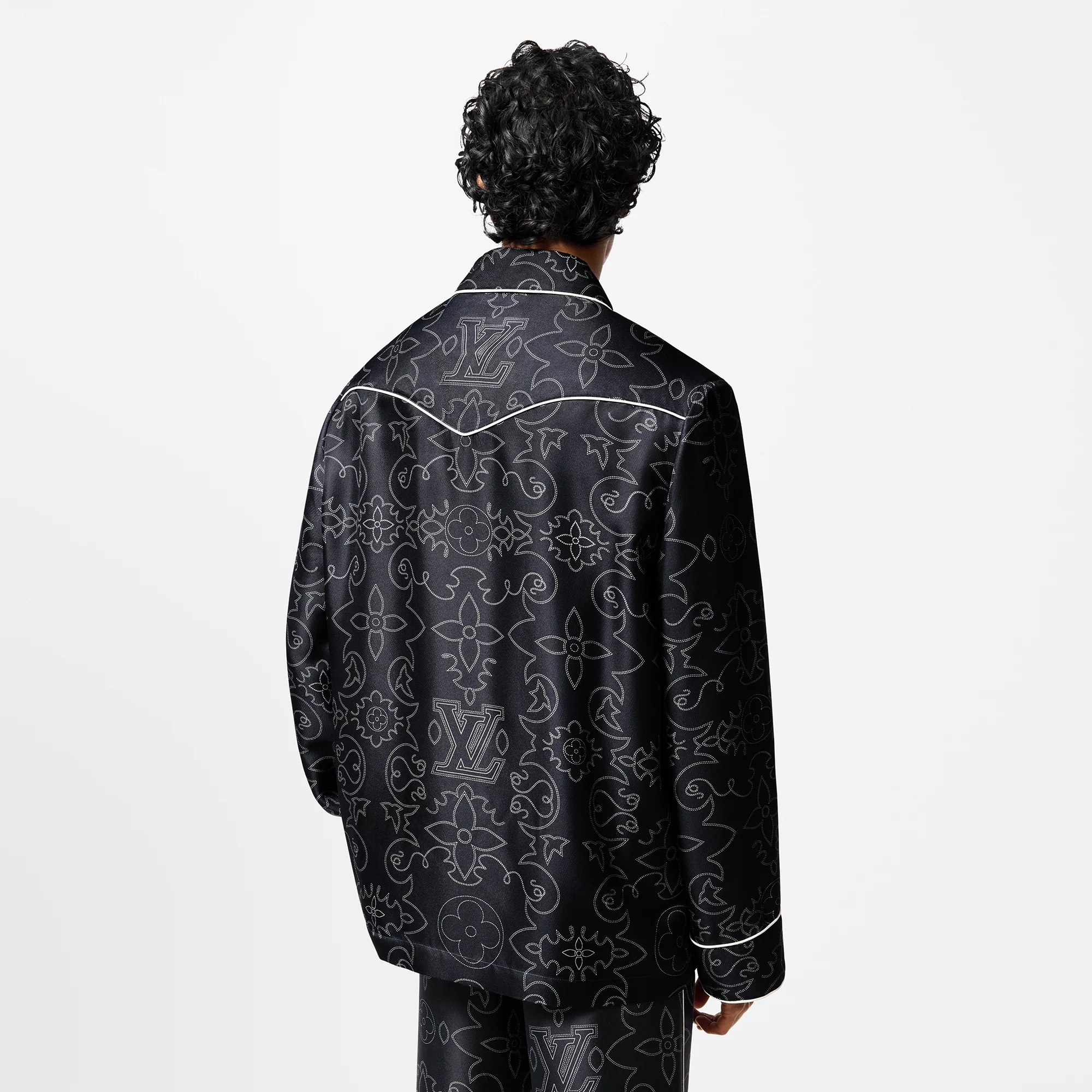 Printed Long-Sleeved Silk Pyjama Overshirt - 5