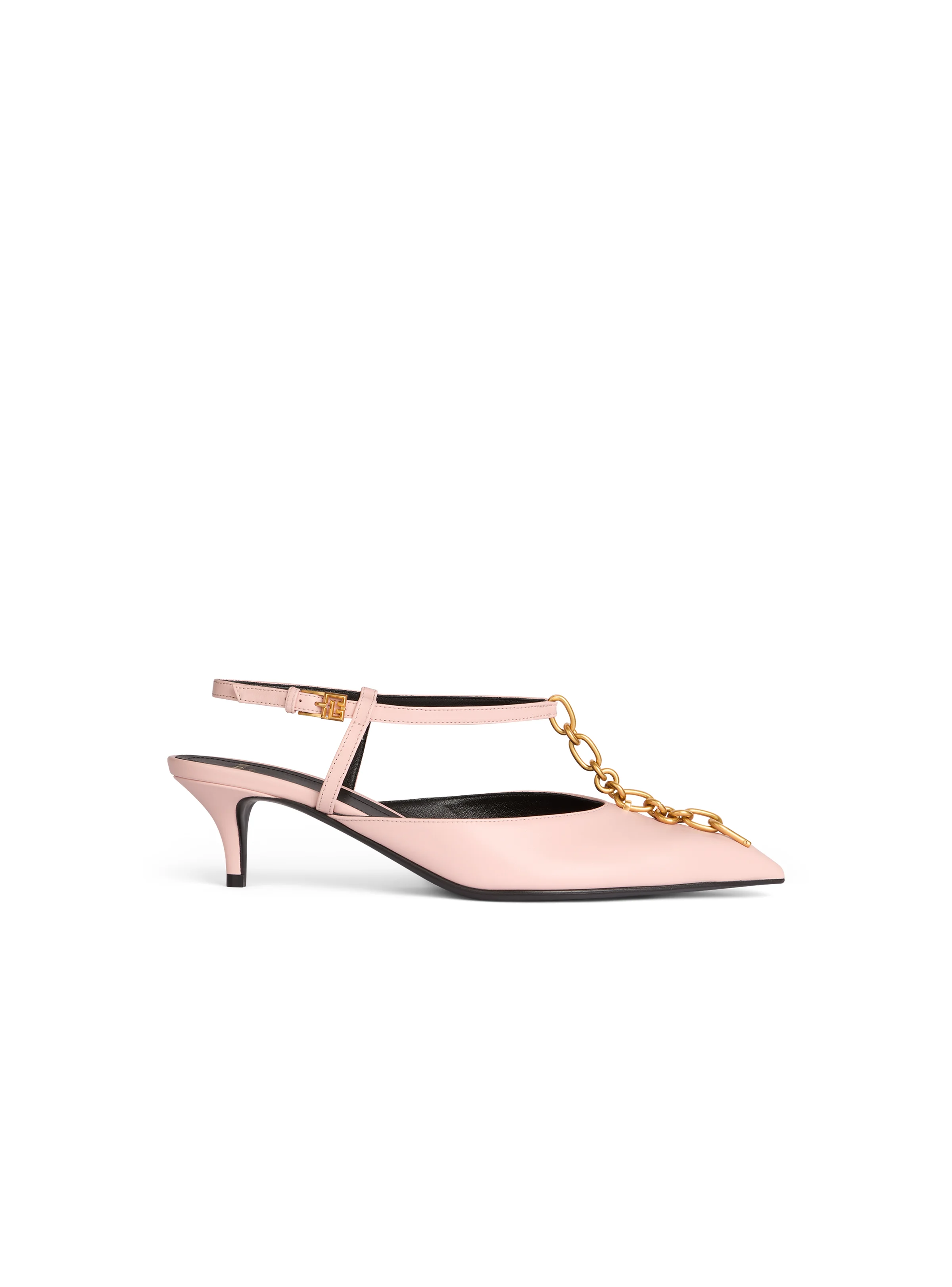 Sync chain kitten slingbacks in leather - 1