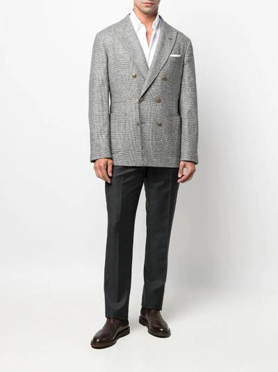 Brunello Cucinelli check-print double-breasted blazer outlook