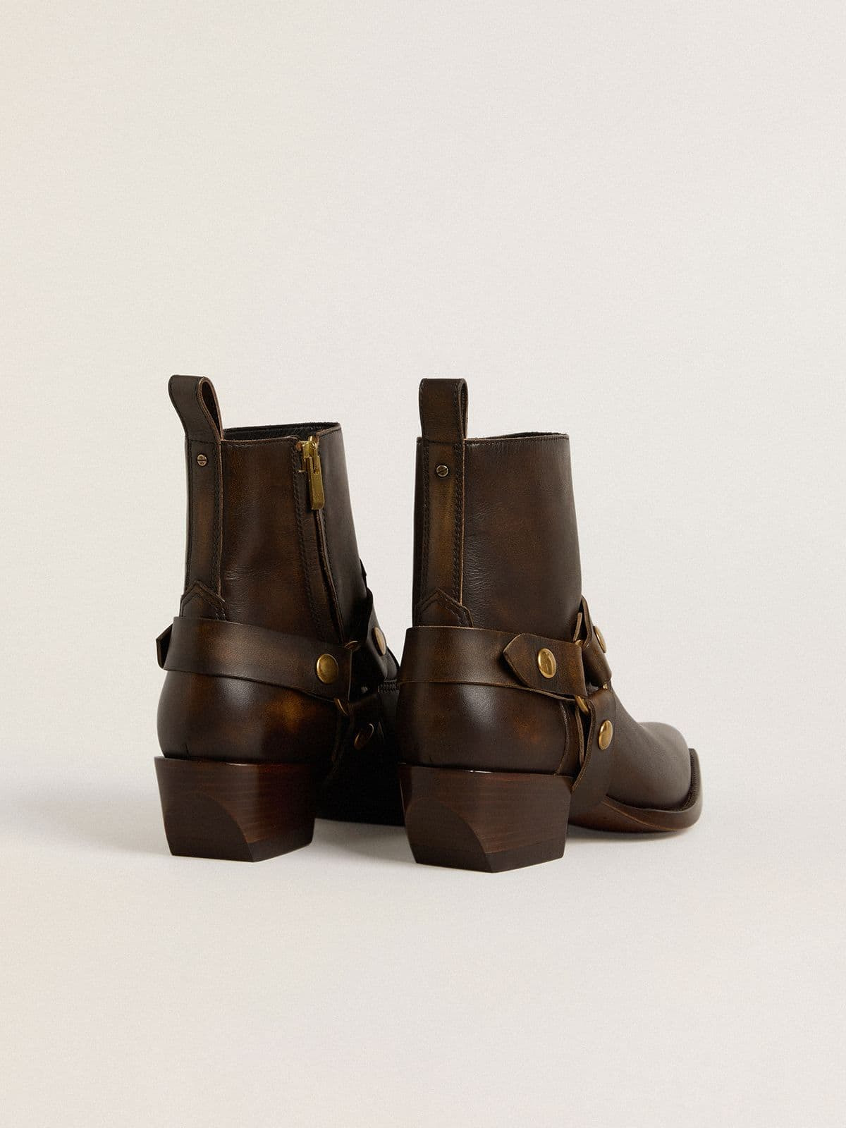 Low Debbie boots in dark brown leather with removable buckle - 4