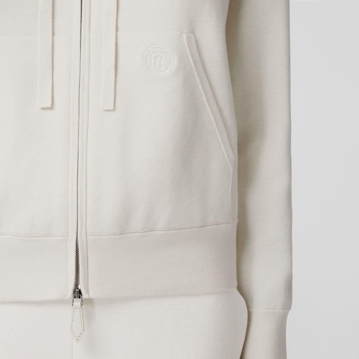 Monogram Motif Cashmere Cotton Blend Hooded Top - 5