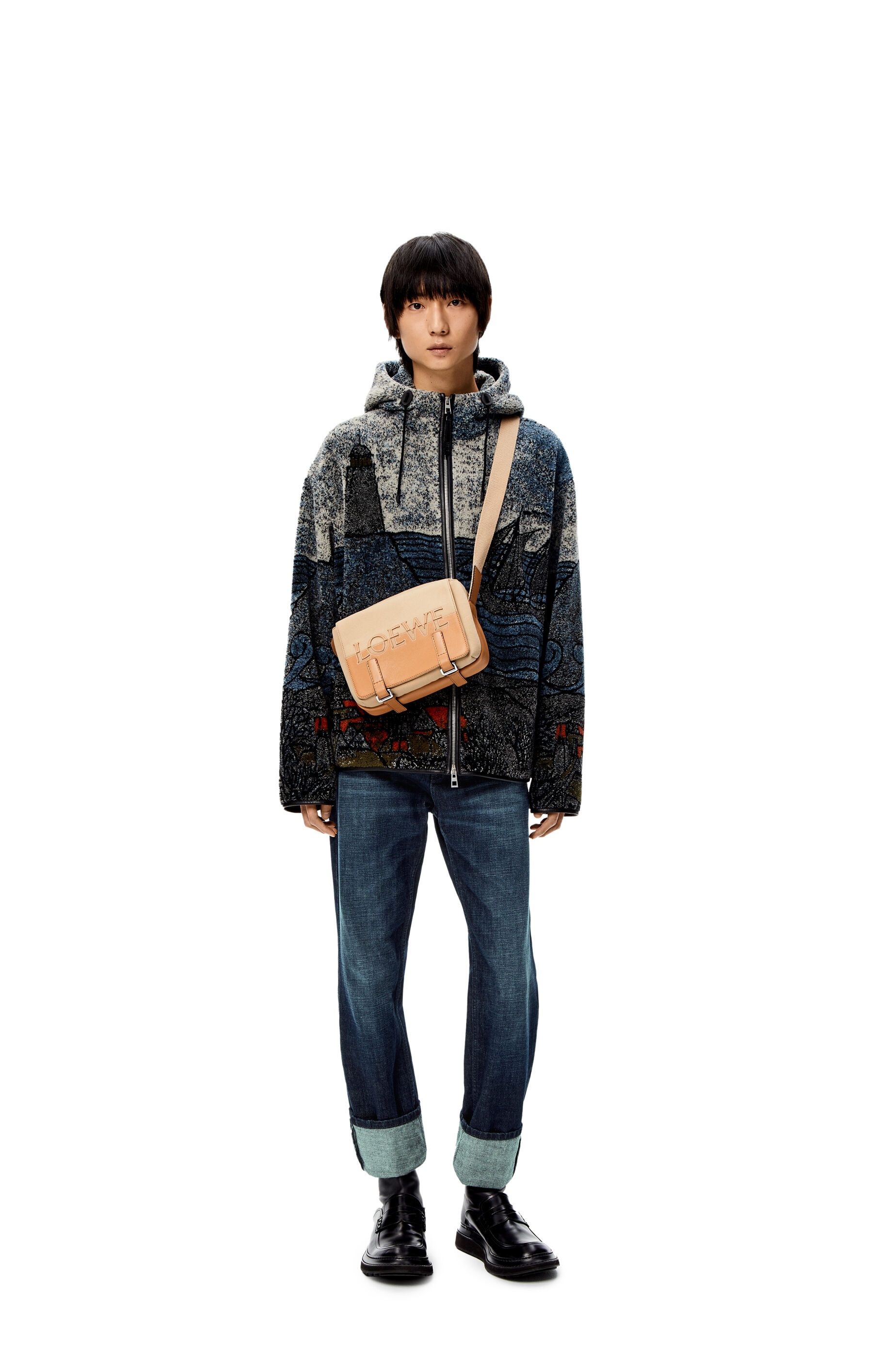 Tapered vintage wash jeans in cotton - 2
