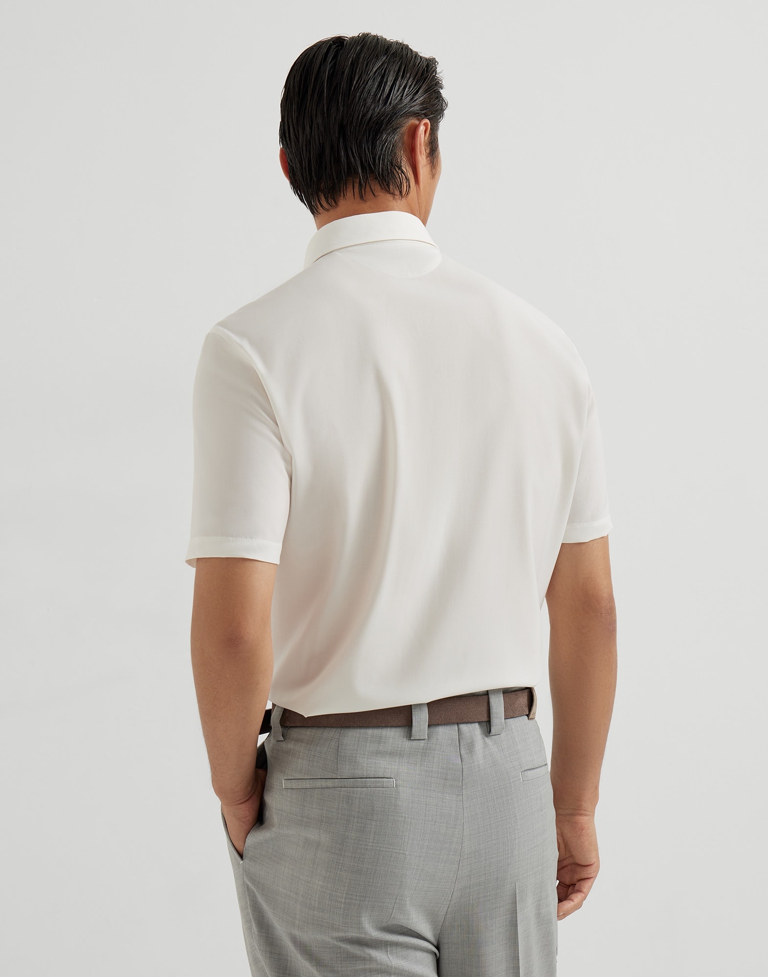 Lightweight virgin wool polo shirt with chest pocket and logo - 2