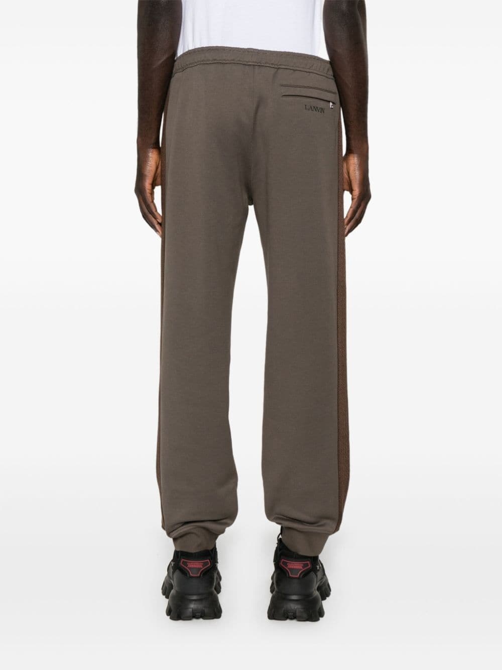 chevron-panel drawstring track pants - 4