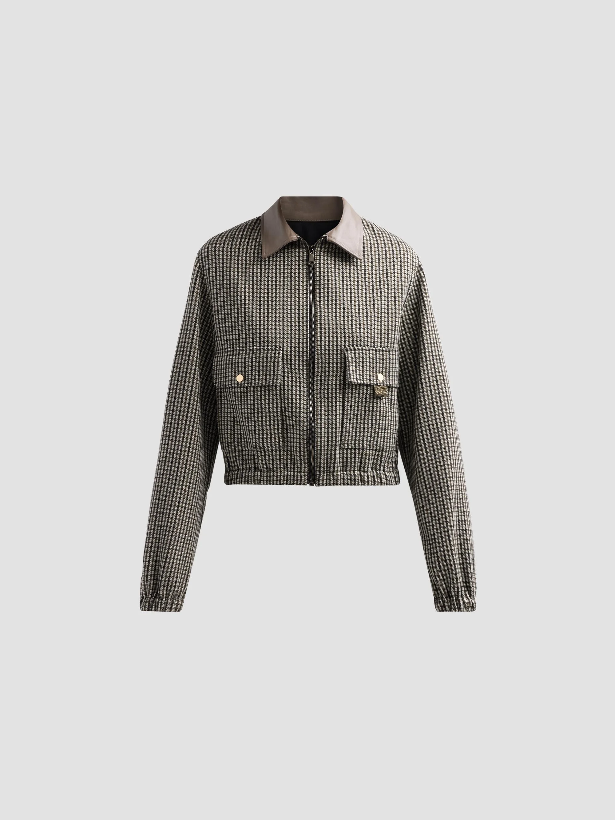 Women's Filo Diamanté Loop Houndstooth Jersey Boxy Jacket - Only One Colour - 1