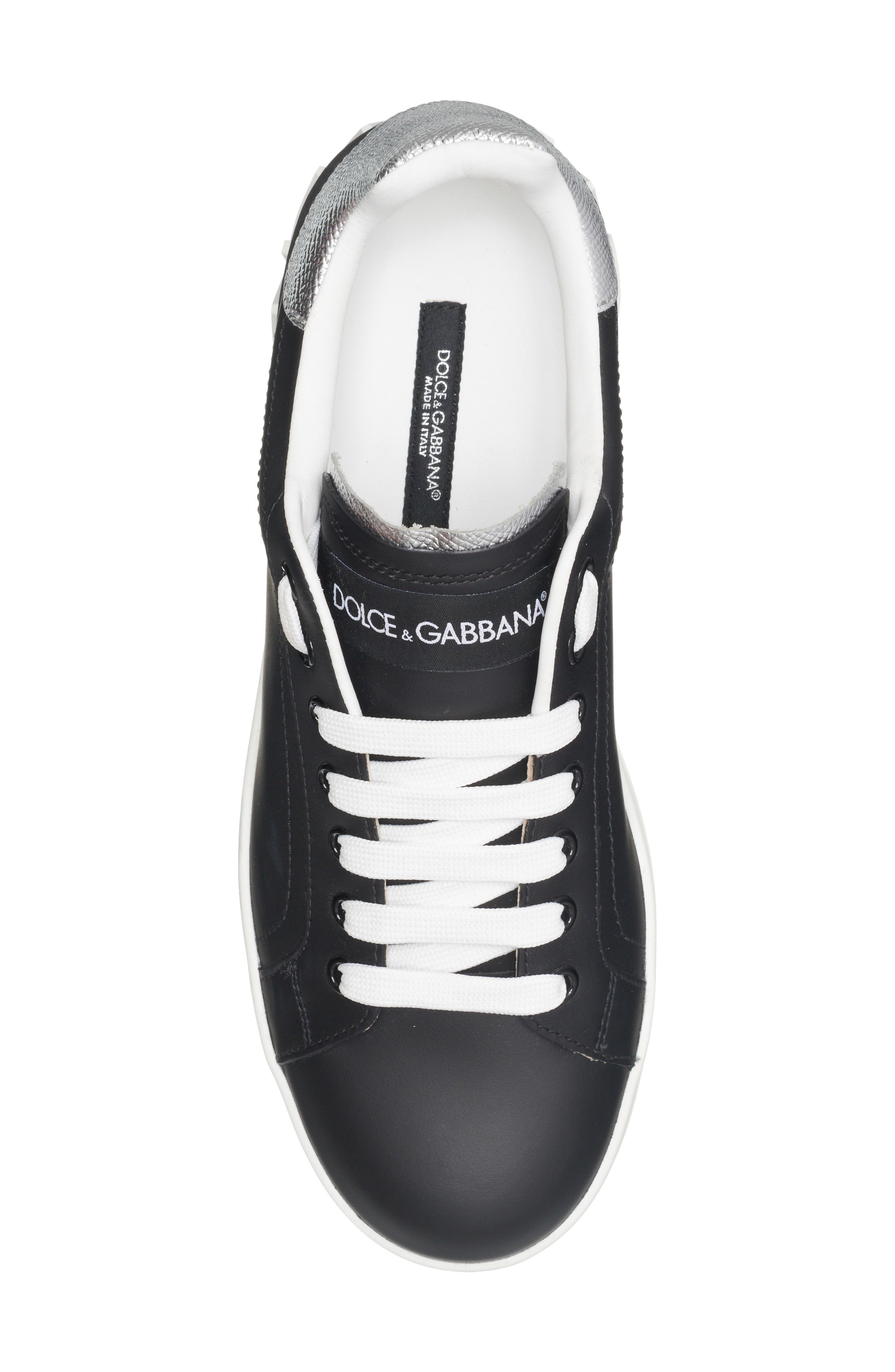 Dolce&Gabbana Portofino Sneaker in Black/Silver at Nordstrom - 5