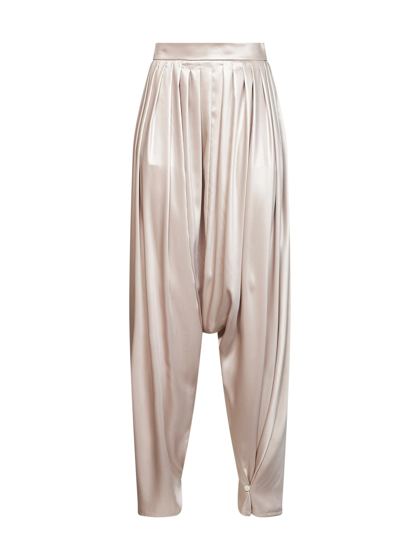 Vanilla satin harem trousers with pleats at waist - 1