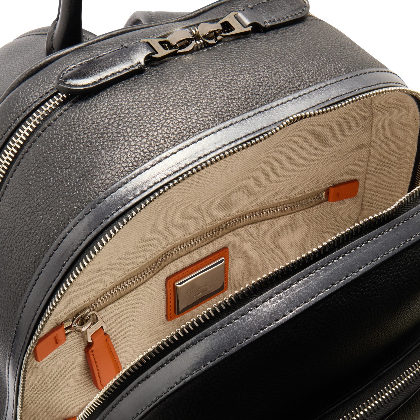 Black tumbled leather backpack - 3