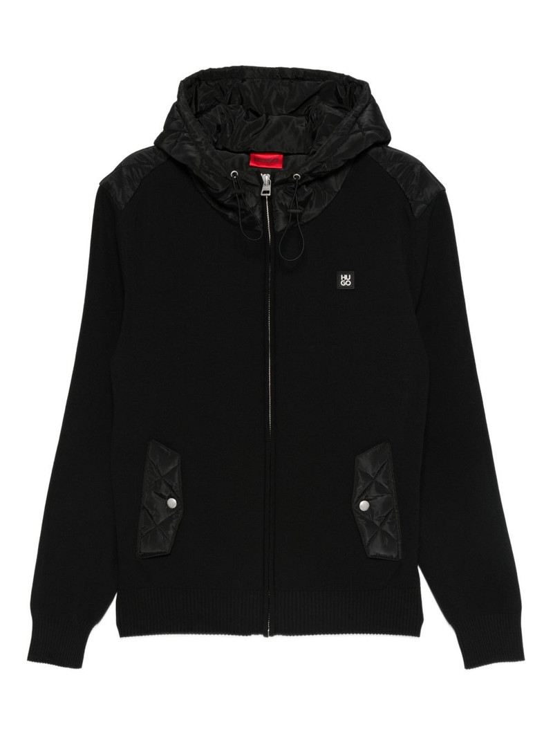 quilted-pockets hooded jacket 1