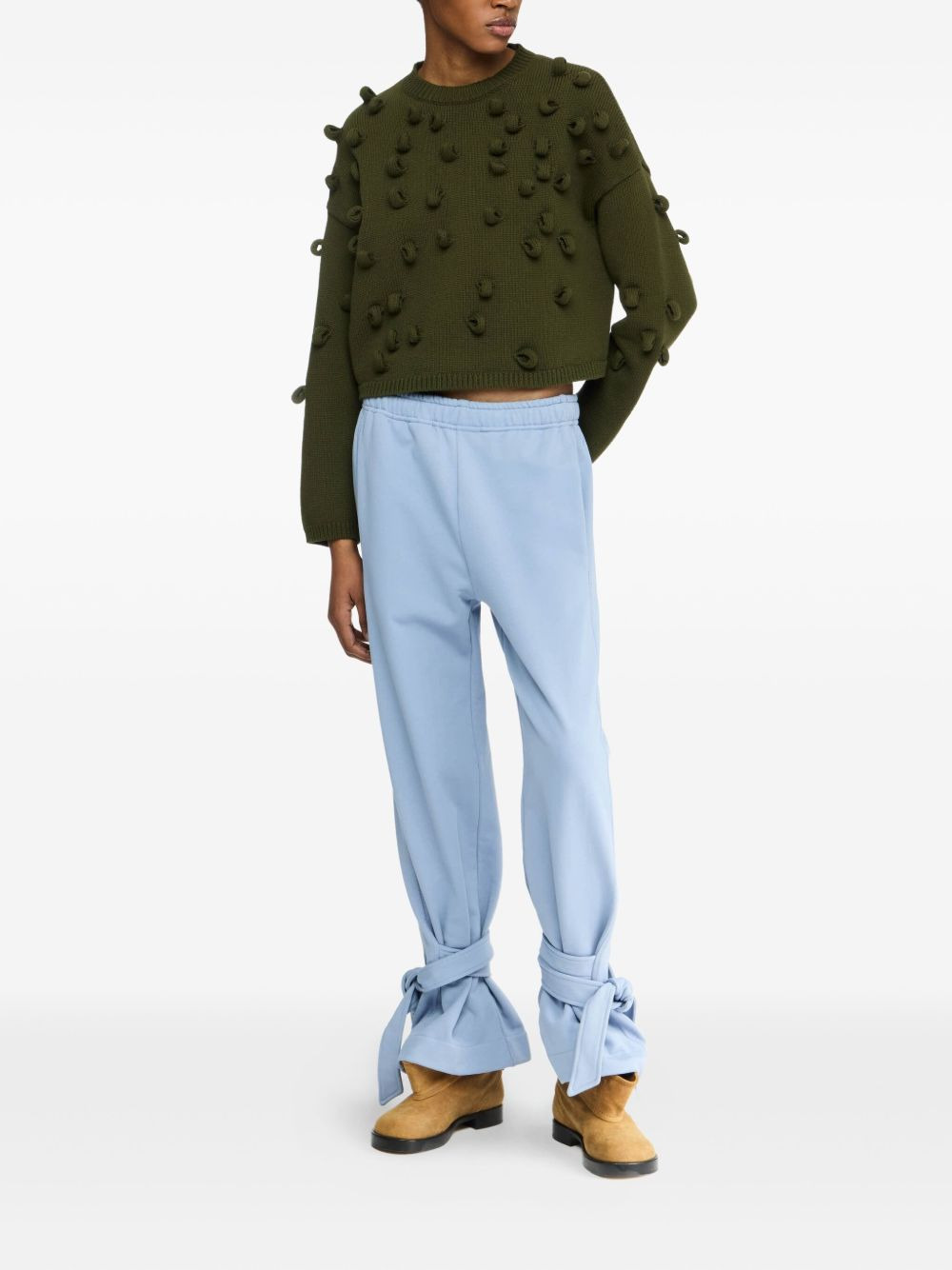 tie-fastening cotton trousers - 2
