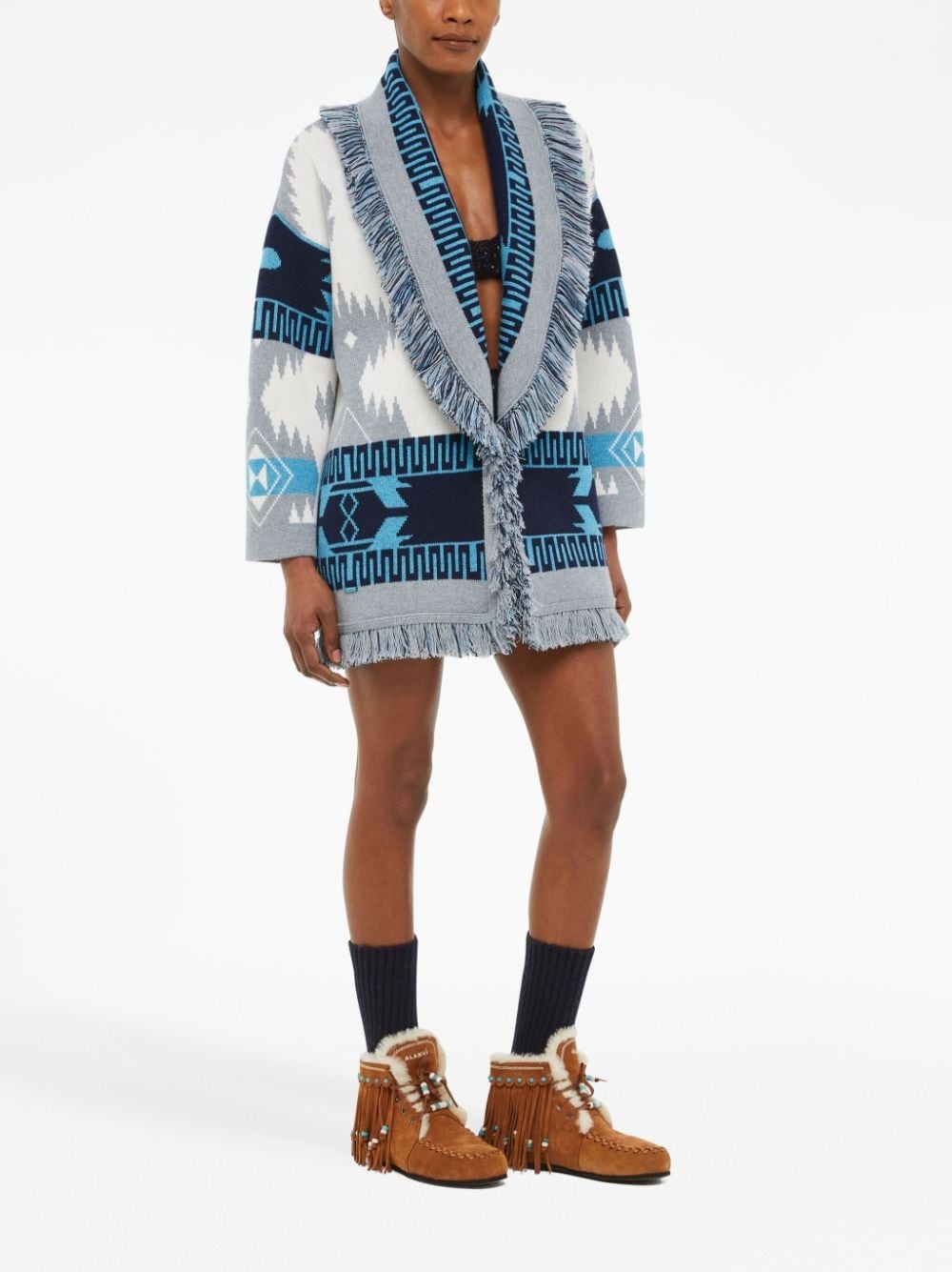 Icon Jacquard fringed cardigan - 3