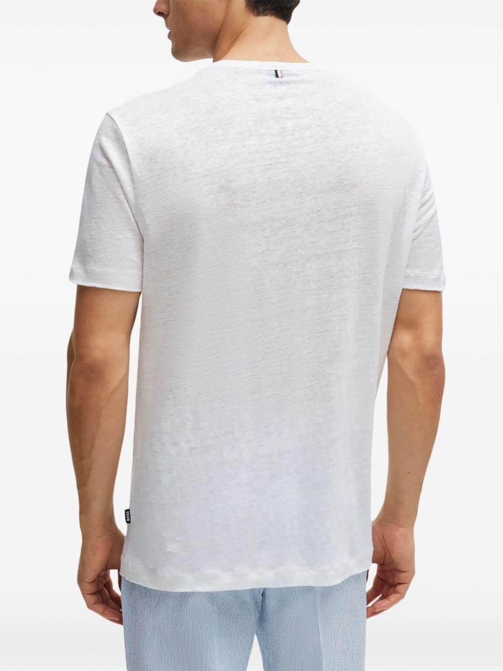crew-neck linen T-shirt - 5