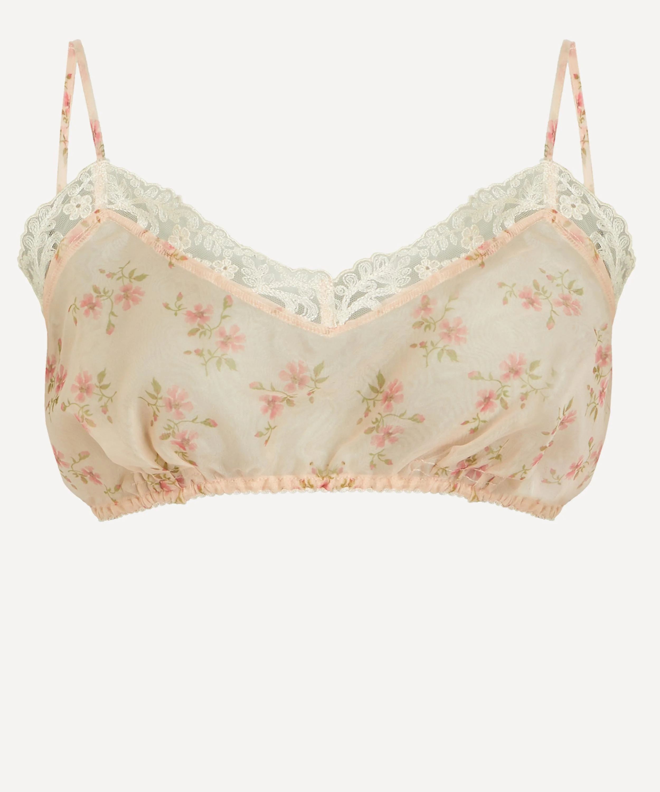 Sheer Lace Trim Bralette - 1