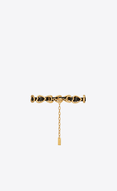 SAINT LAURENT stars & love woven heart bracelet in smooth leather and metal outlook