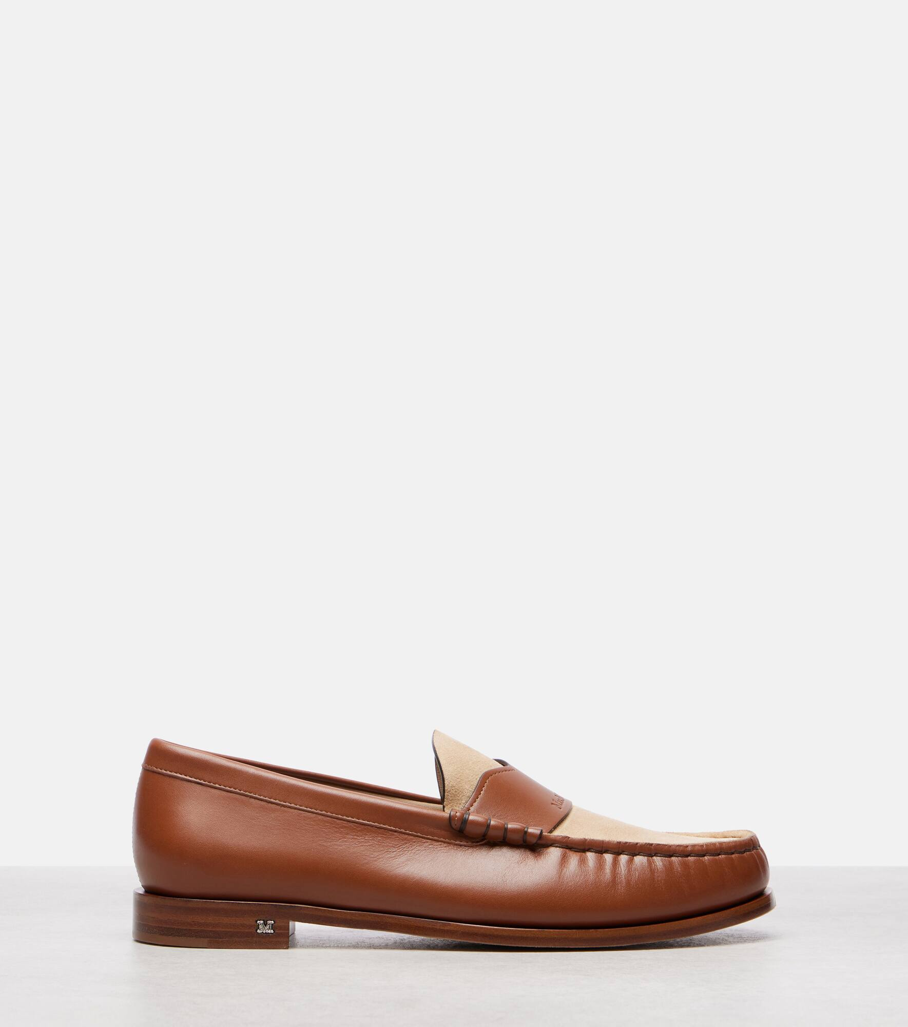 Logo leather and suede mocassins - 4