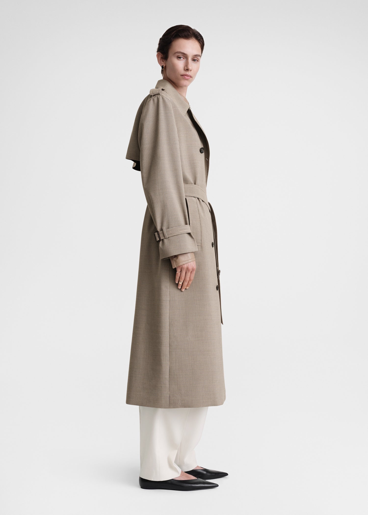 Houndstooth trench coat biscuit - 3