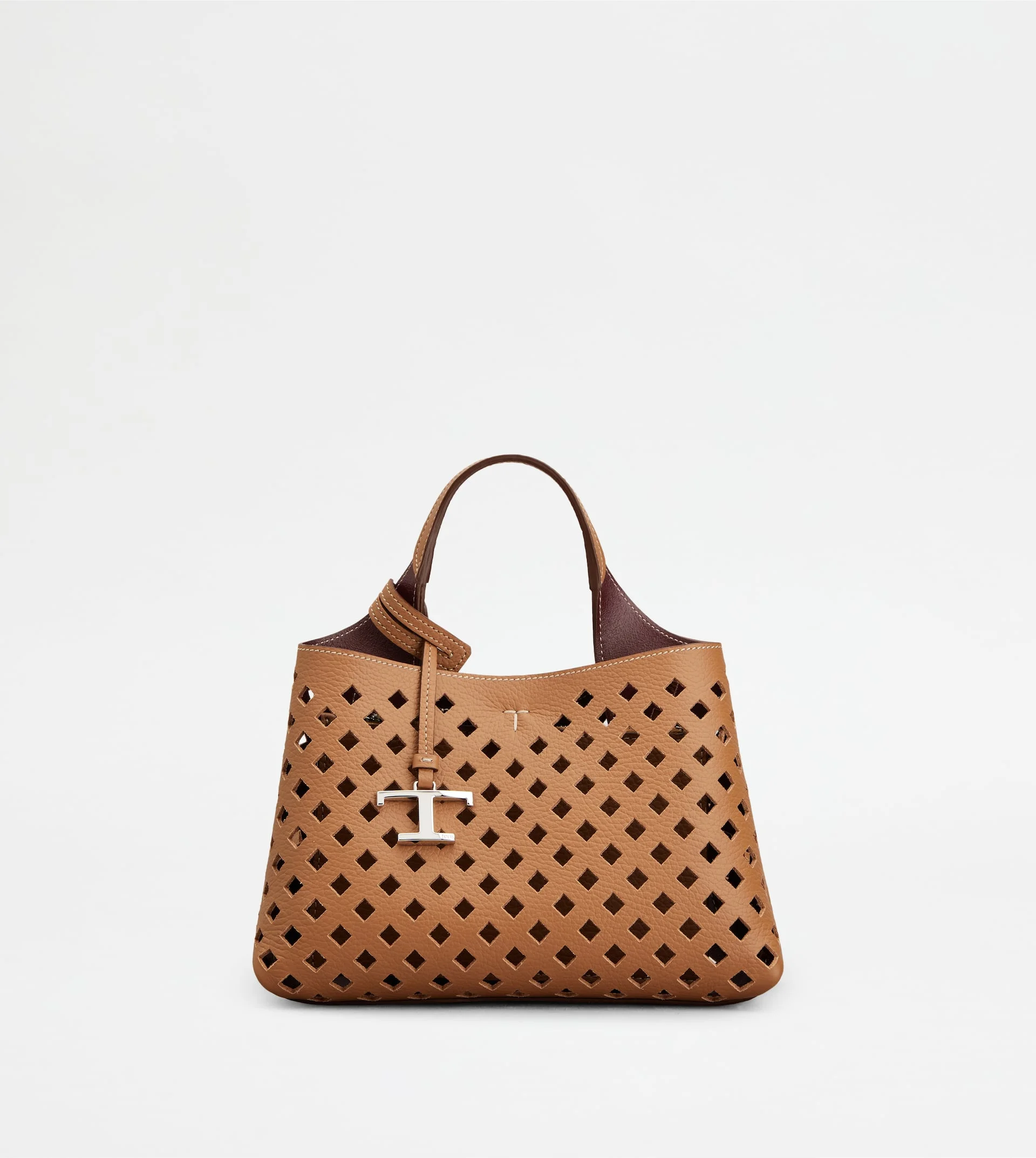 BAG IN LEATHER MICRO - BROWN, BURGUNDY - 1