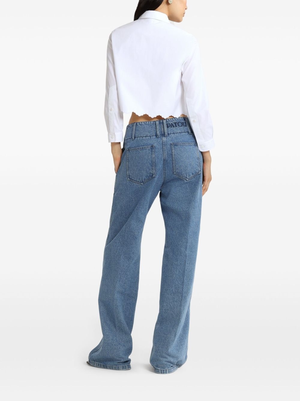 cropped scalloped poplin shirt - 3