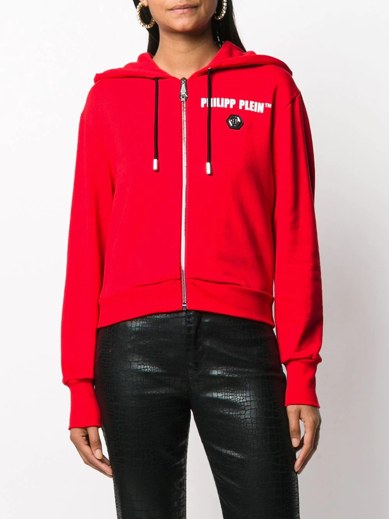 zip-up logo print hoodie 3