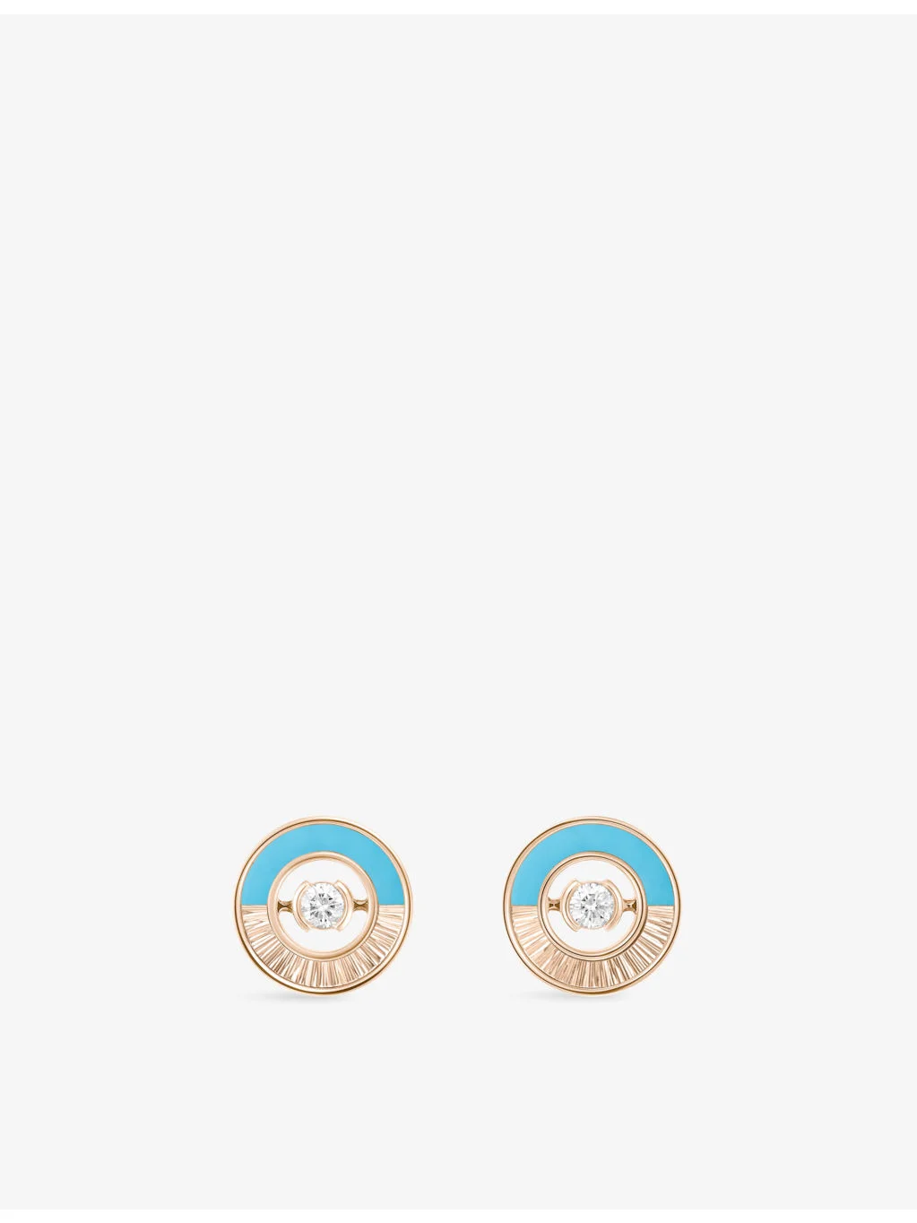 Possession Vibrant Palace 18ct Rose-Gold, Turquoise and 0.11ct Brilliant-Cut Diamonds Stud Earrings - 1