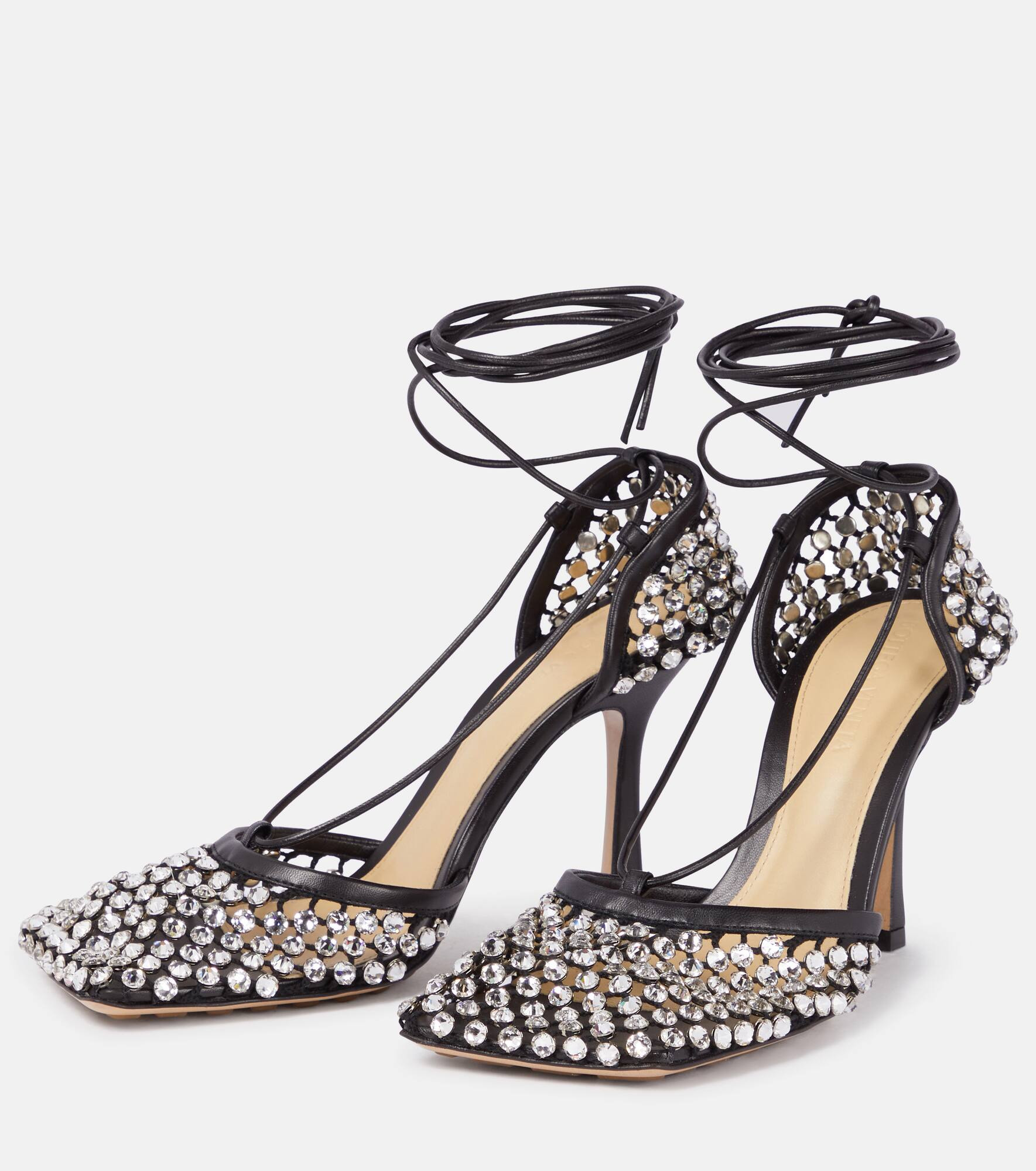 Stretch embellished mesh pumps - 5