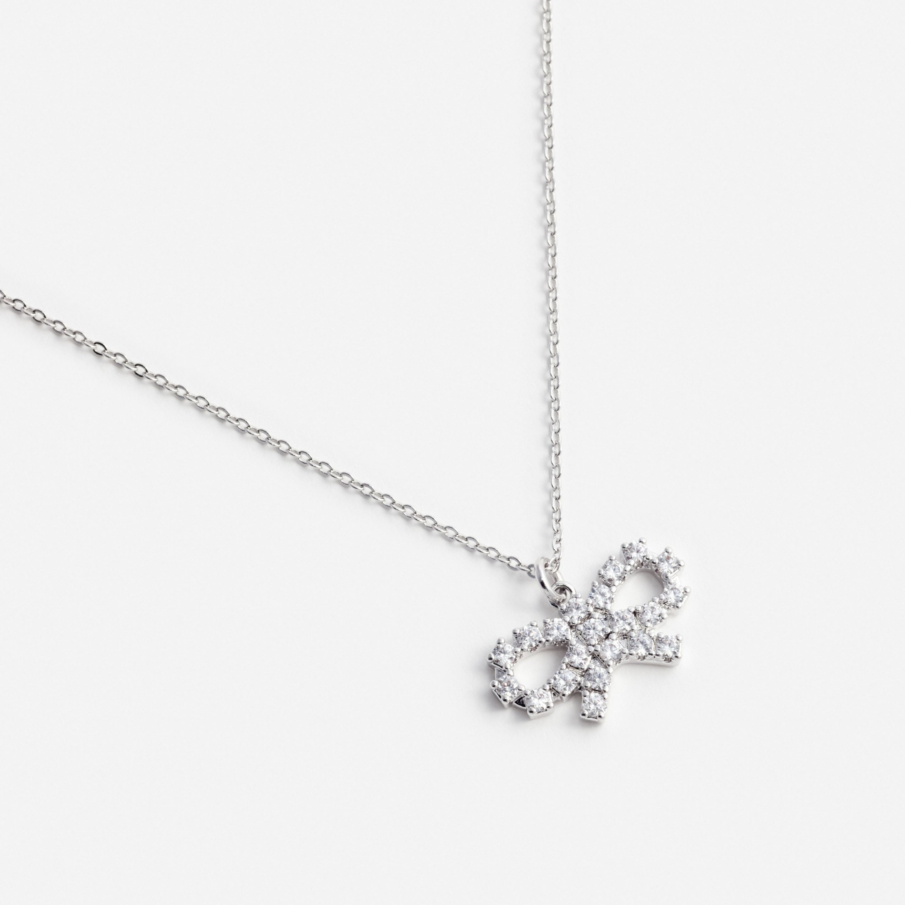 Micro Crystal Bow Necklace - 2