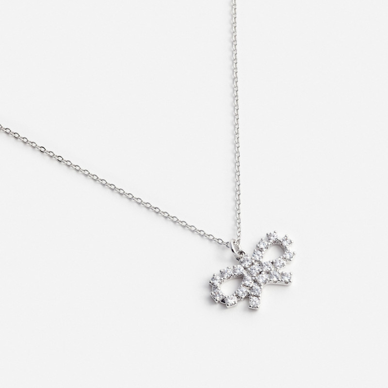 self-portrait Micro Crystal Bow Necklace outlook