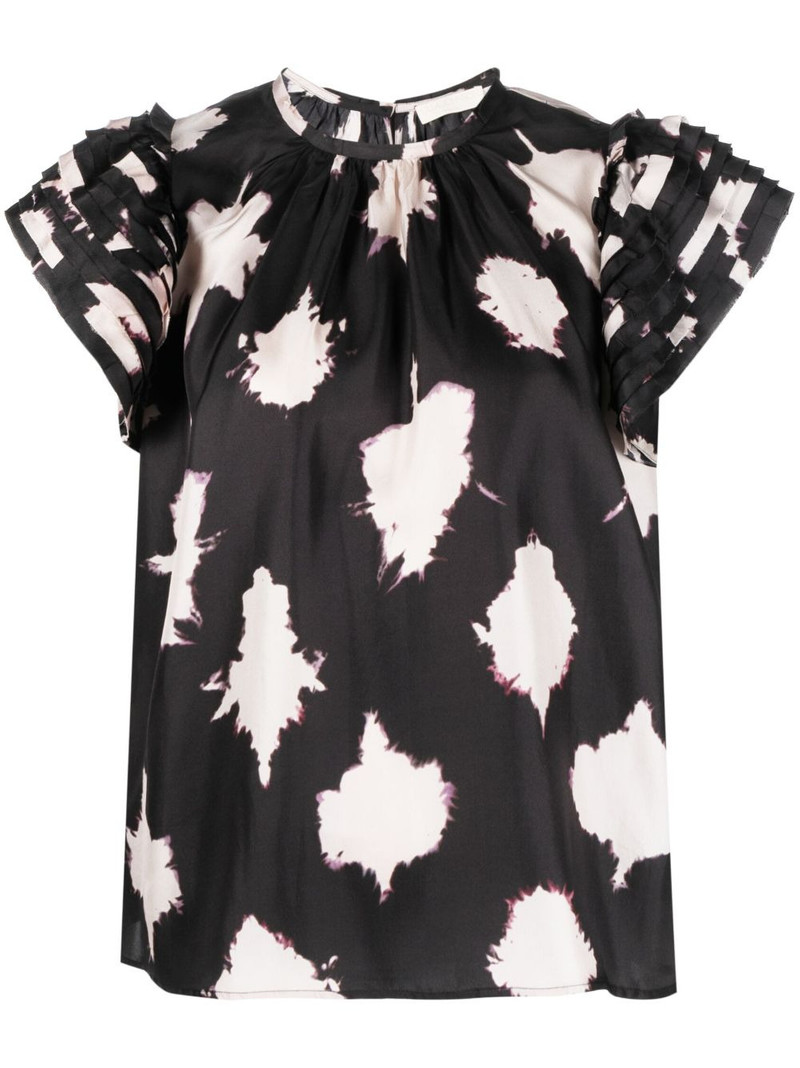 splotch-print silk blouse 1