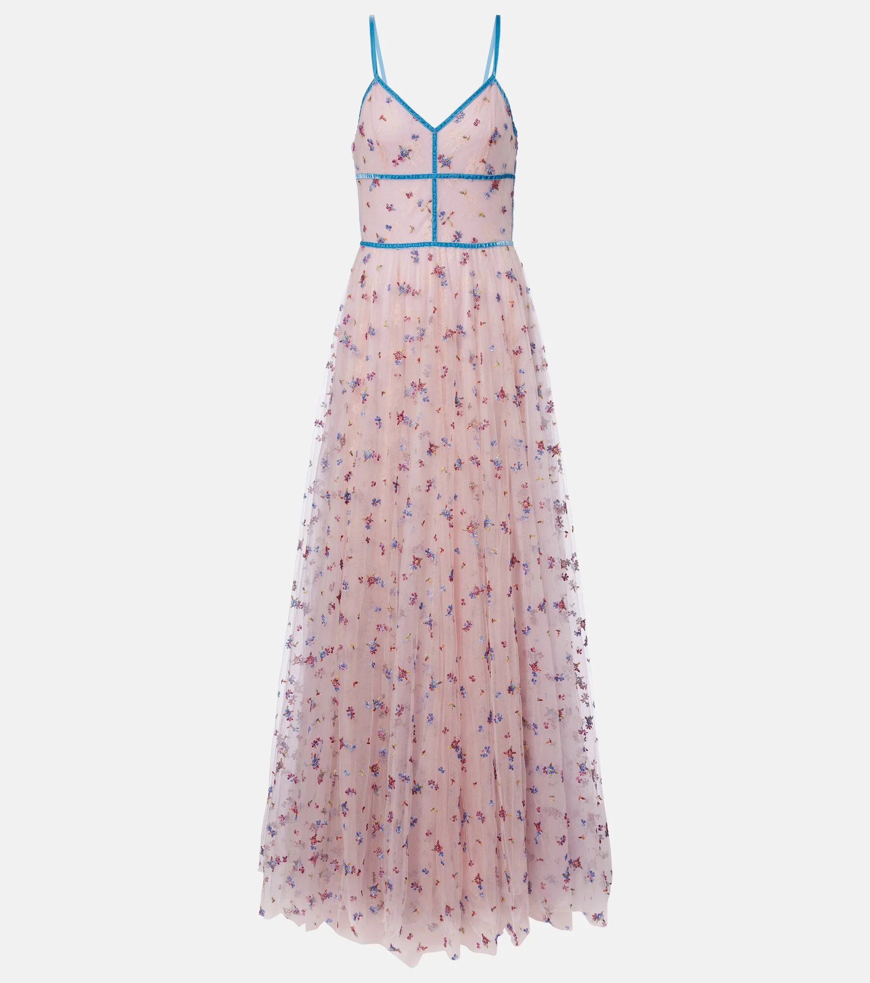 Floral lace-trimmed tulle gown - 1