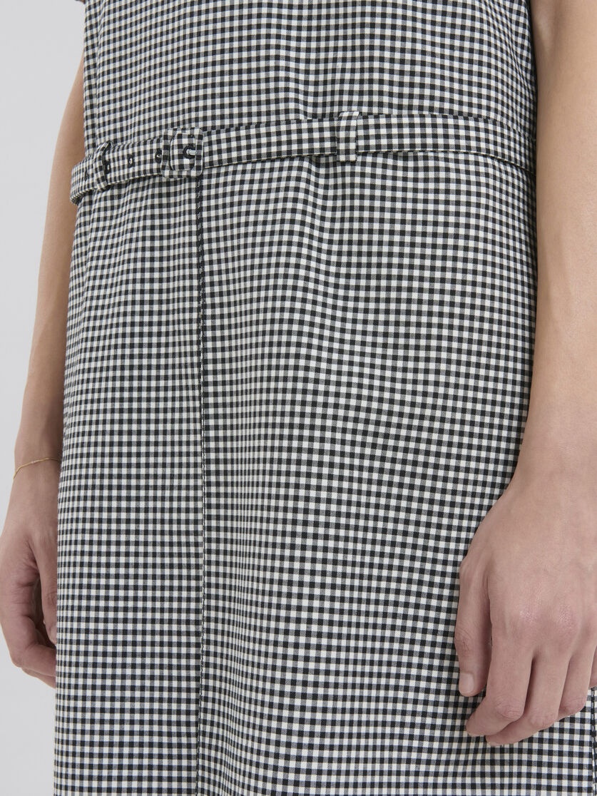 SLEEVELESS WOOL BLEND BLACK AND WHITE CHECK DRESS - 5