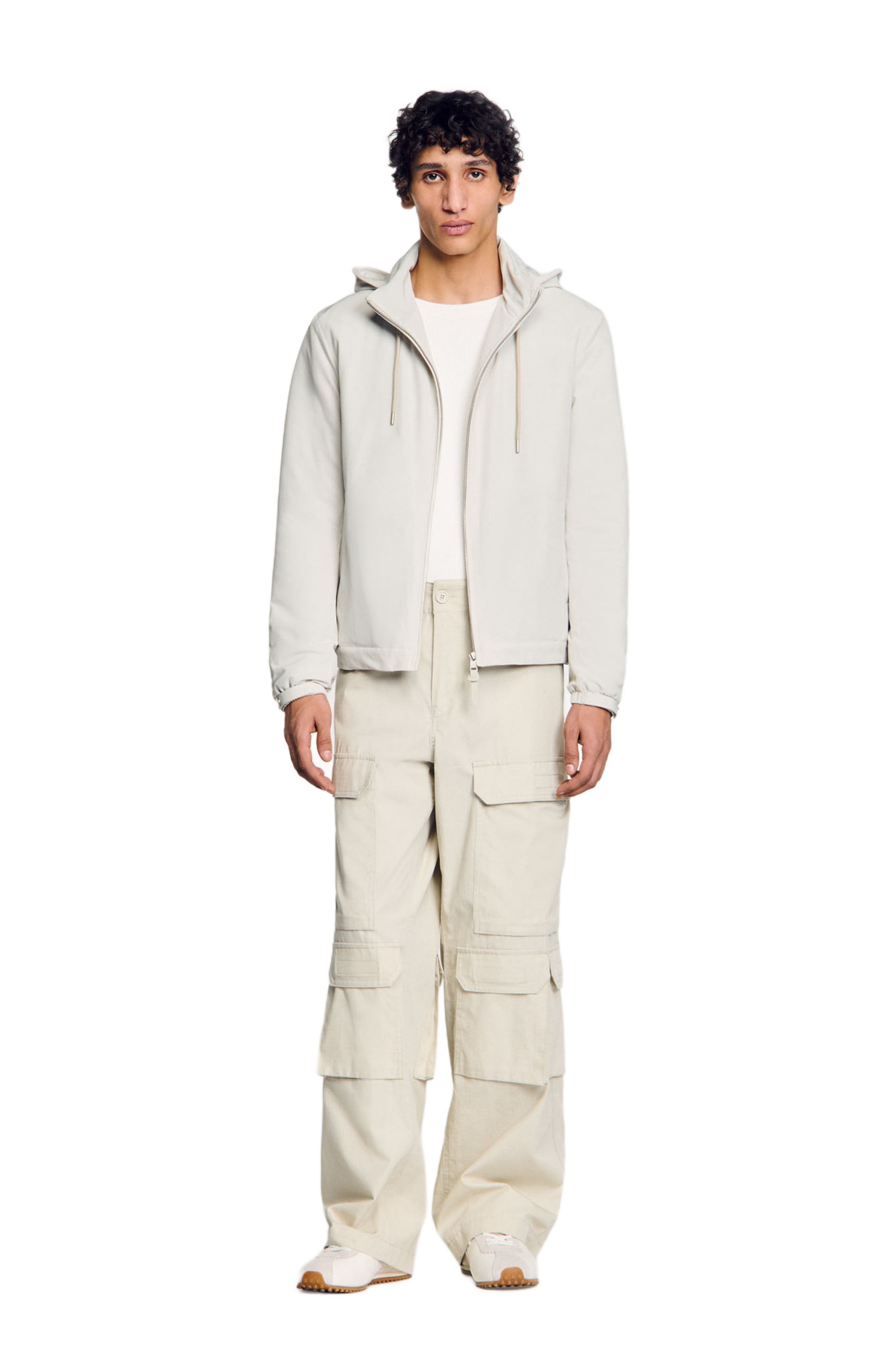 SANDRO Zip-up hooded jacket in Aluminum at Nordstrom - 1