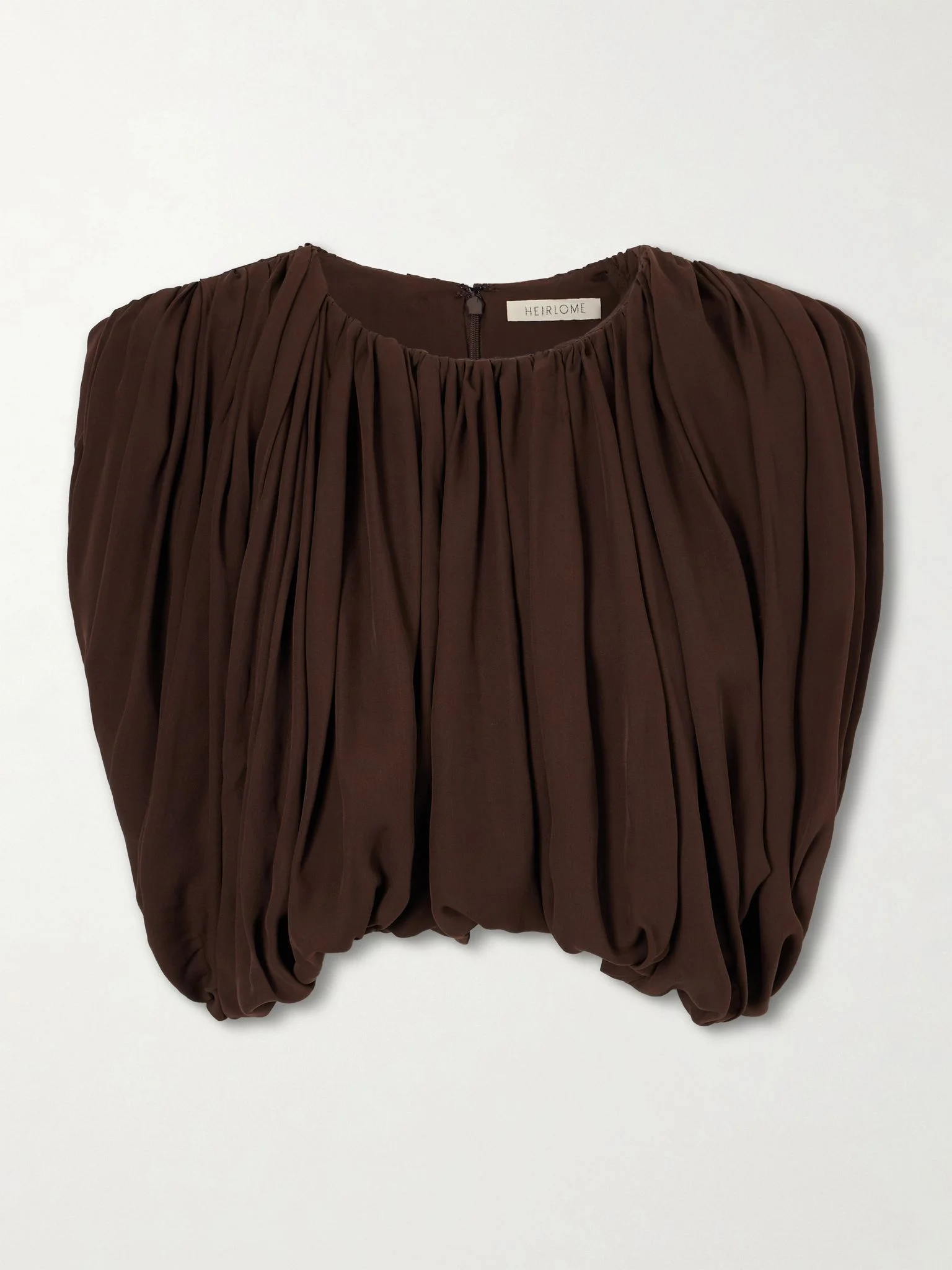 Renata silk cropped top Dark brown - 1